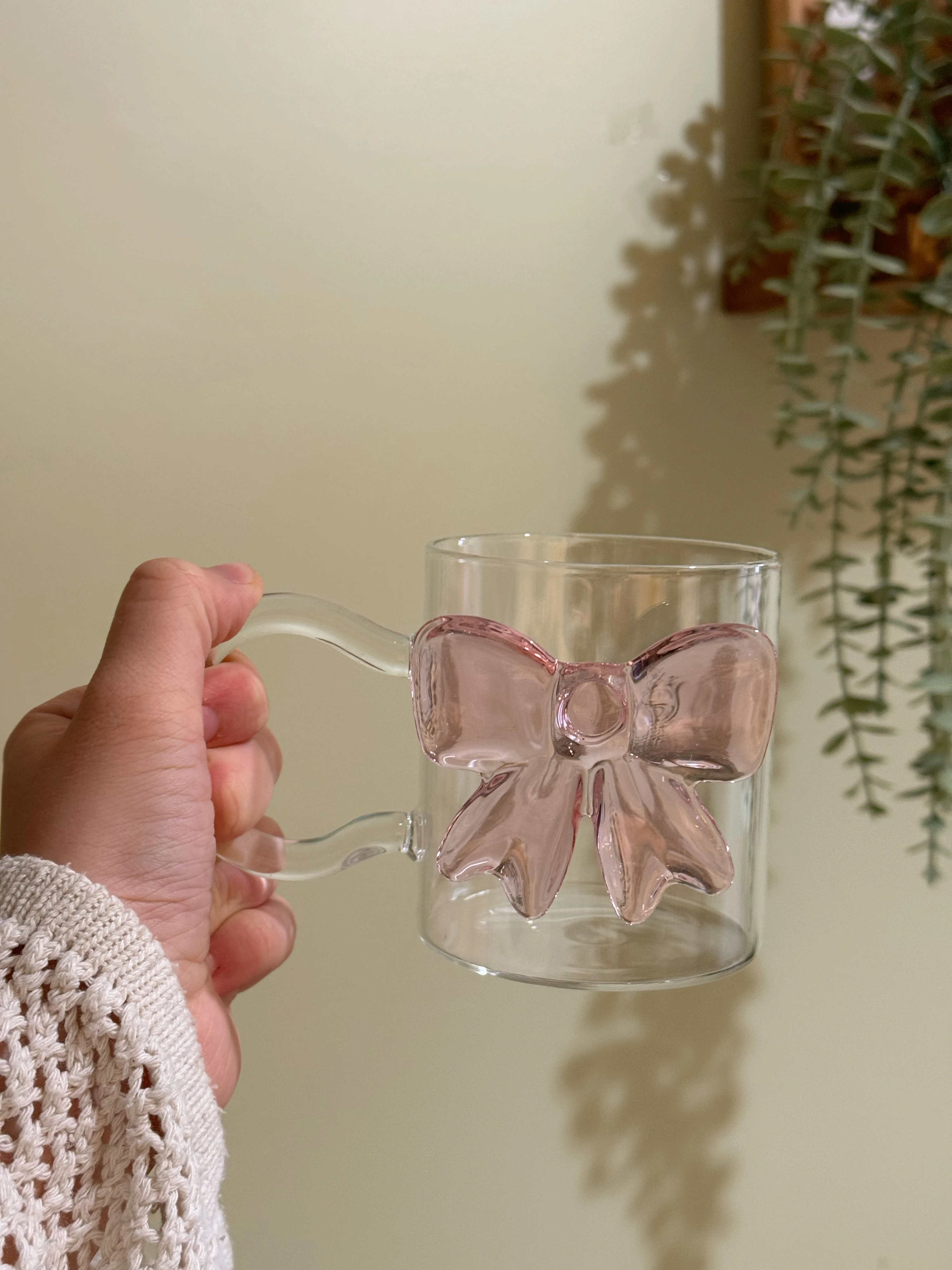 Pink Fiyonk Cam Kupa Bardak