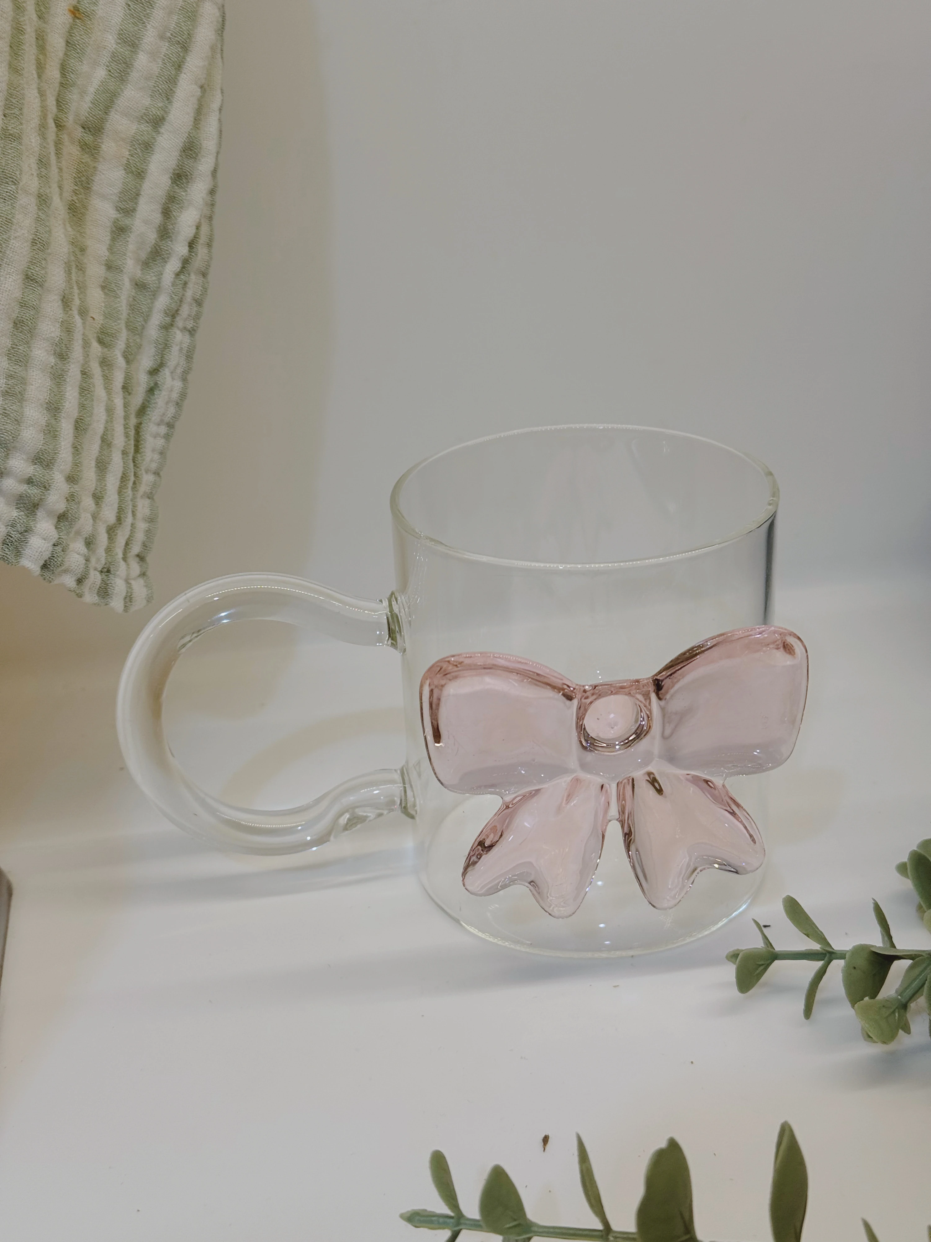 Pink Fiyonk Cam Kupa Bardak