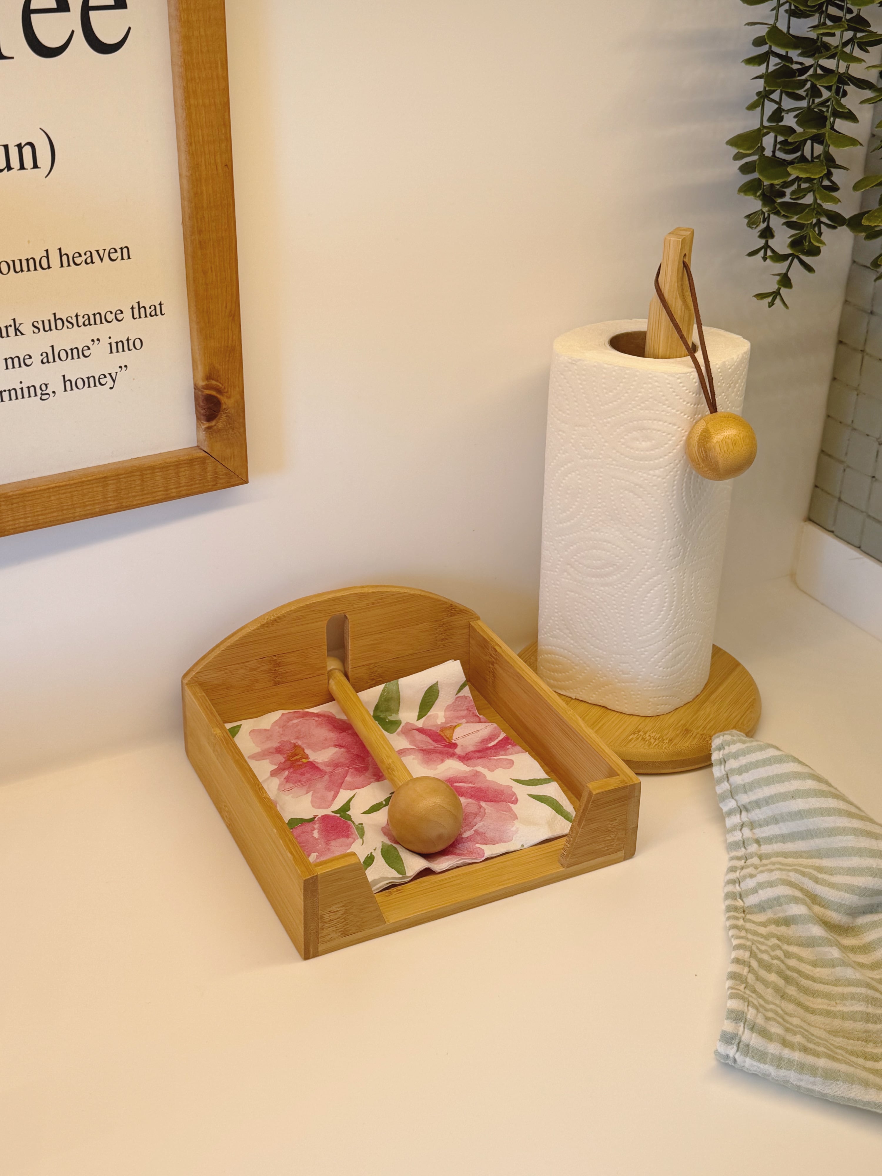 Bambu Top Detaylı Peçetelik Seti