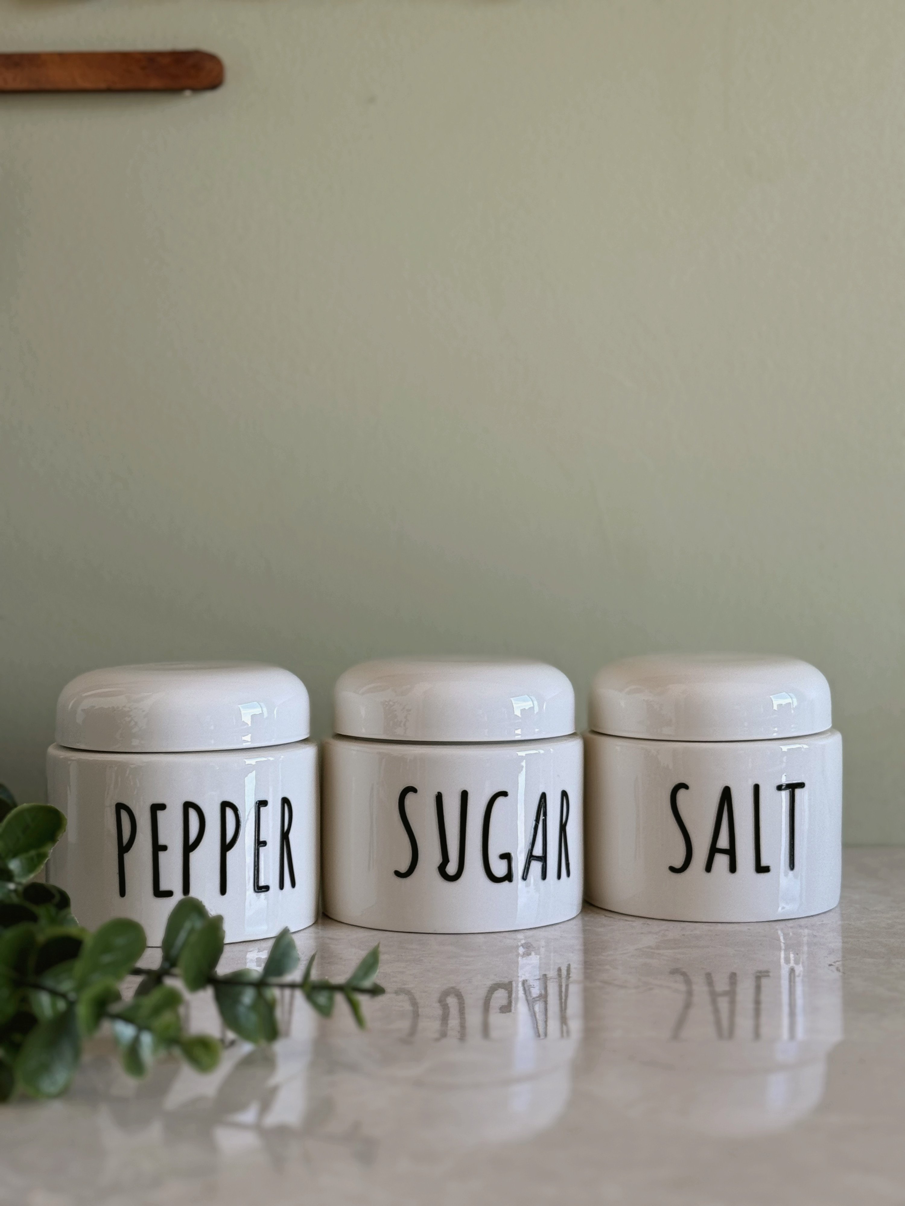 3'lü Porselen Salt-Pepper-Sugar Kavanoz Baharatlık Seti