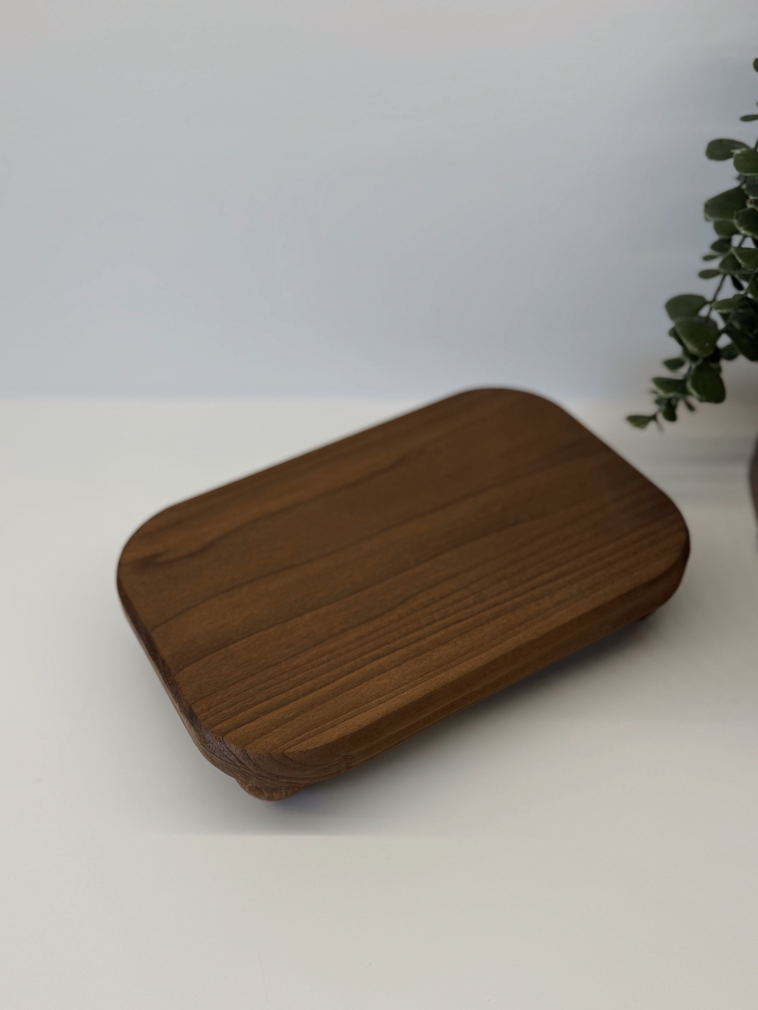 Rustik Doğal Ahşap Top Ayaklı Stand / Sunumluk
