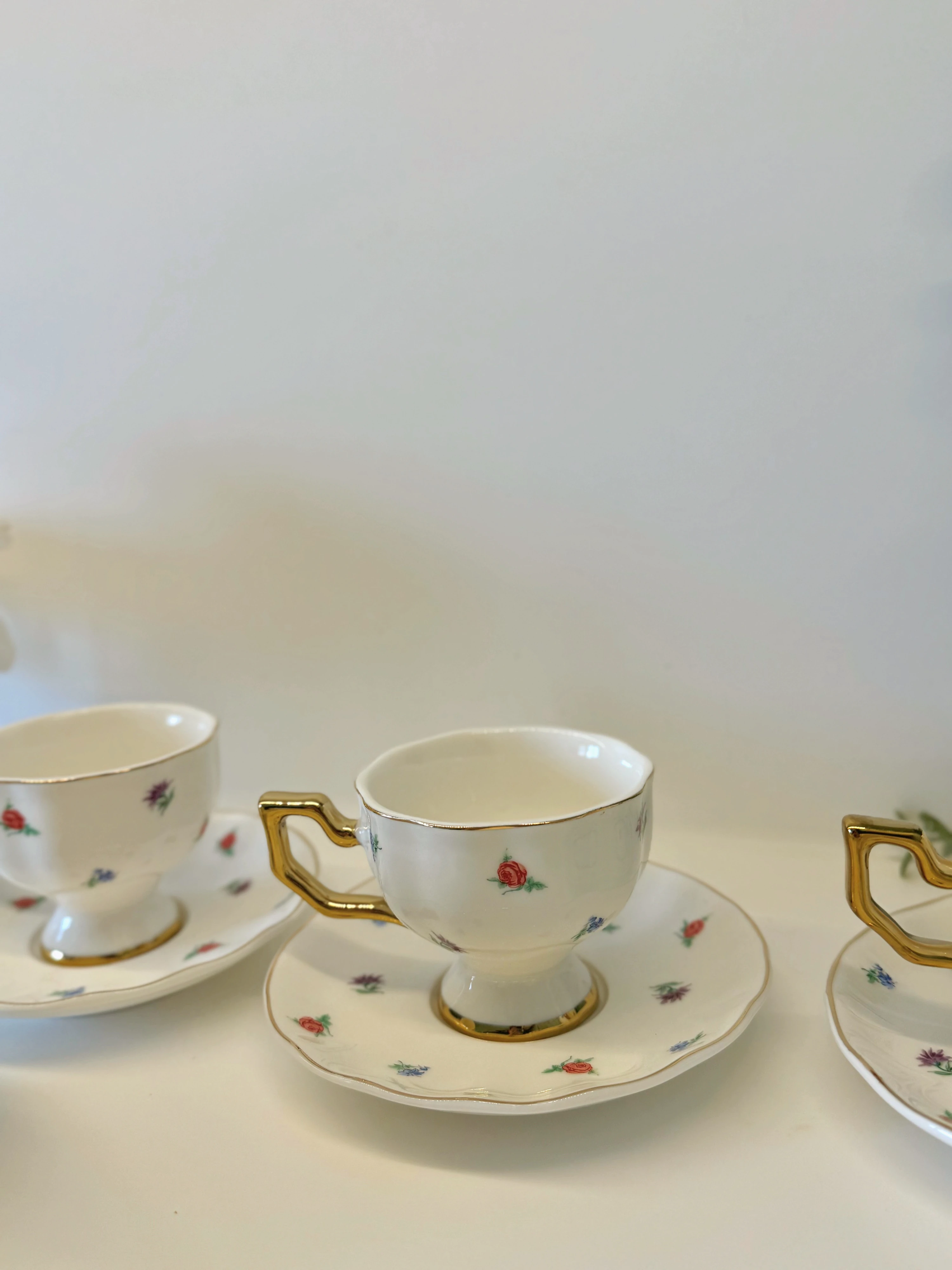 Vintage Bahçe - 6’lı Çiçek Desenli Fincan Takımı