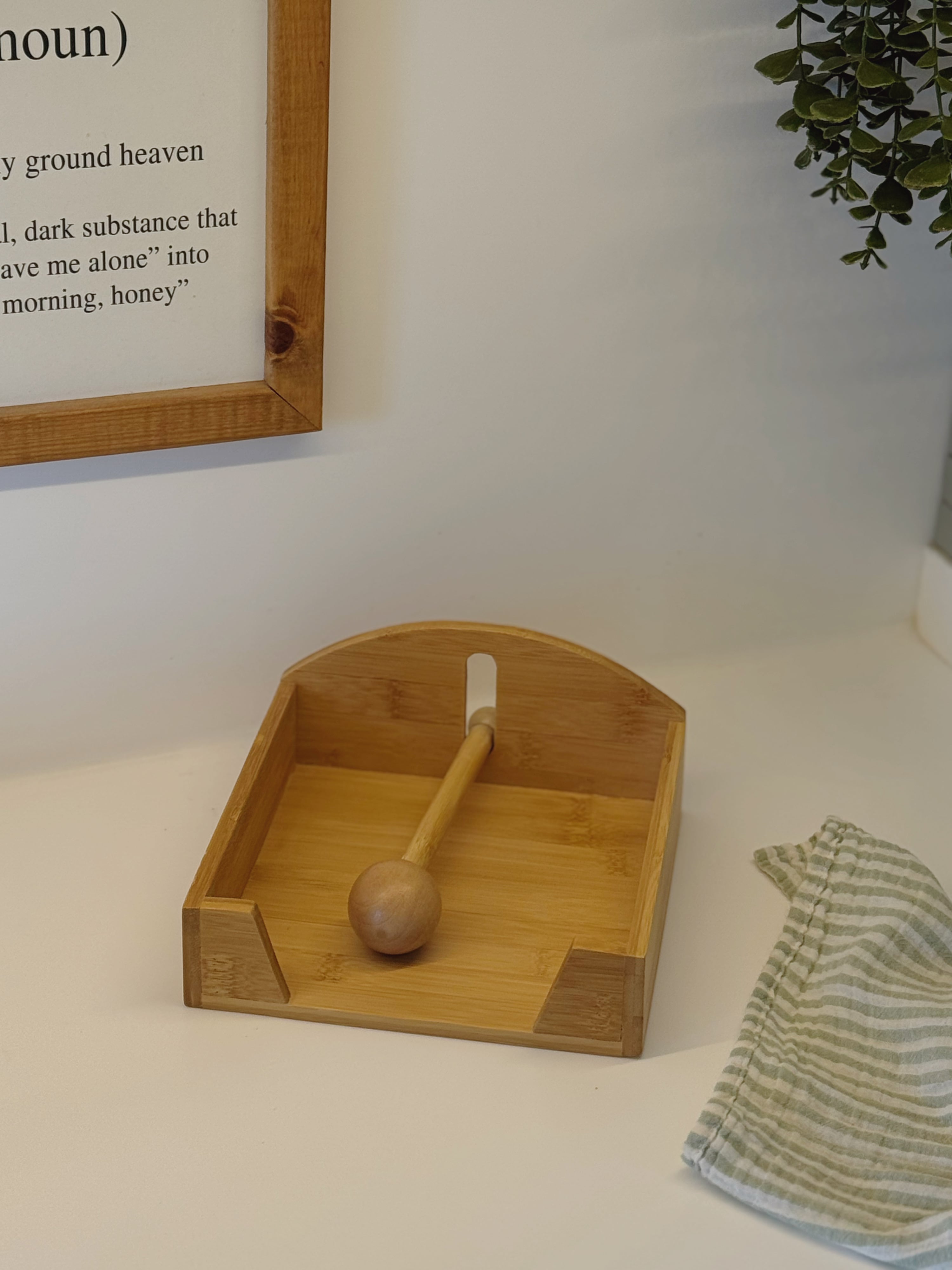 Bambu Kare Peçetelik / Top Detaylı