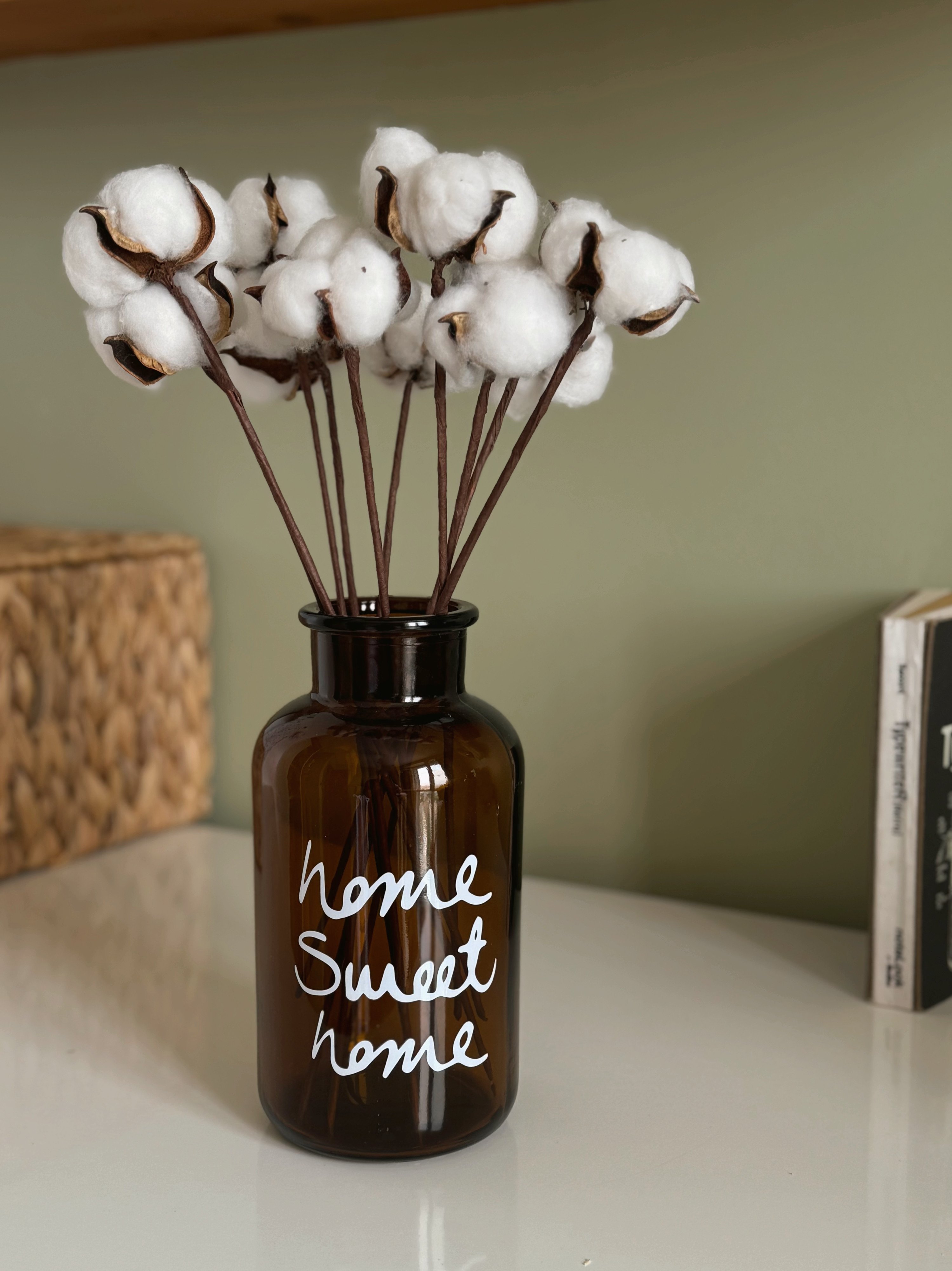 Pamuk Otu Demetli Home Sweet Home Dekoratif Vazo