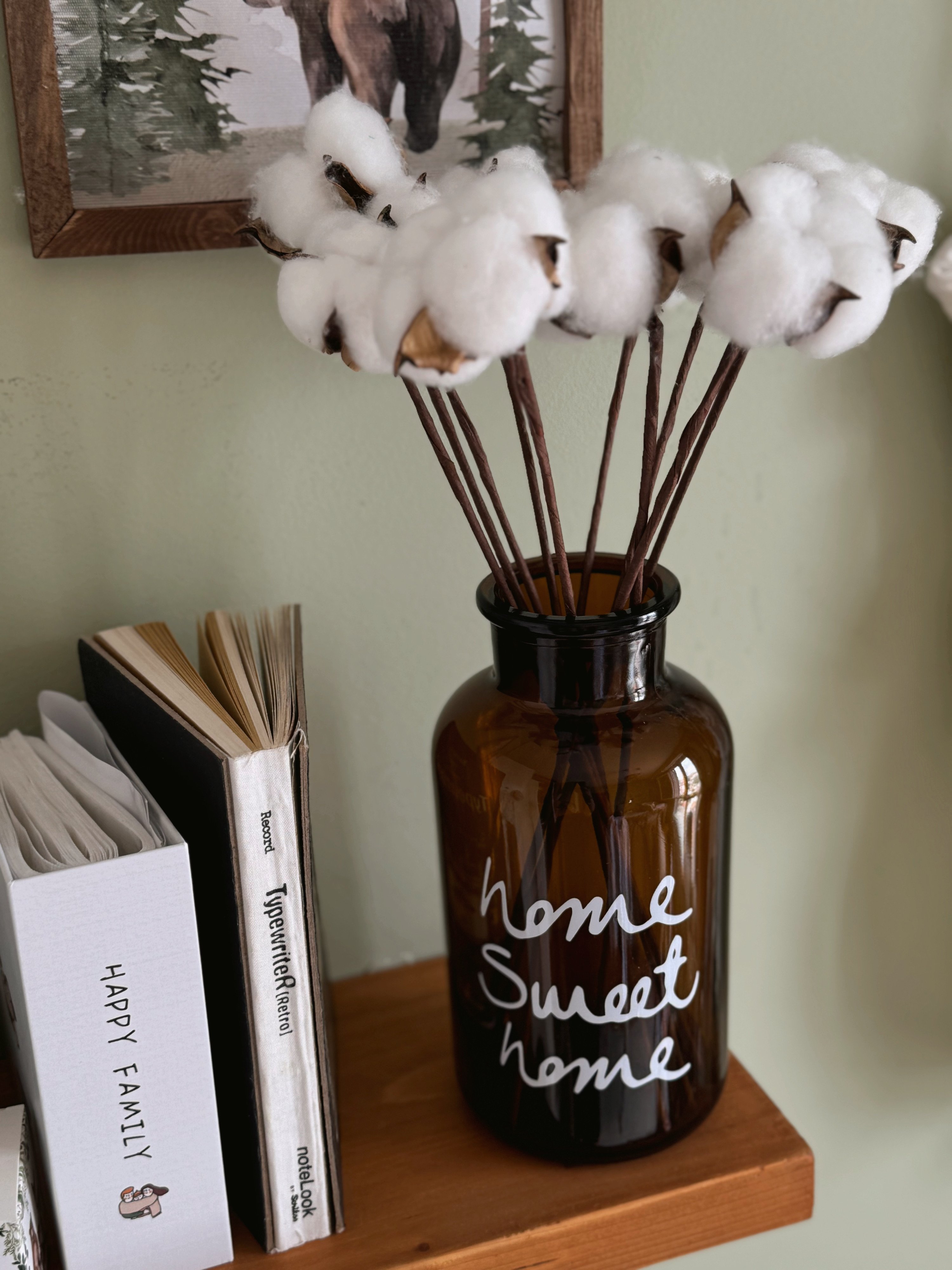 Pamuk Otu Demetli Home Sweet Home Dekoratif Vazo