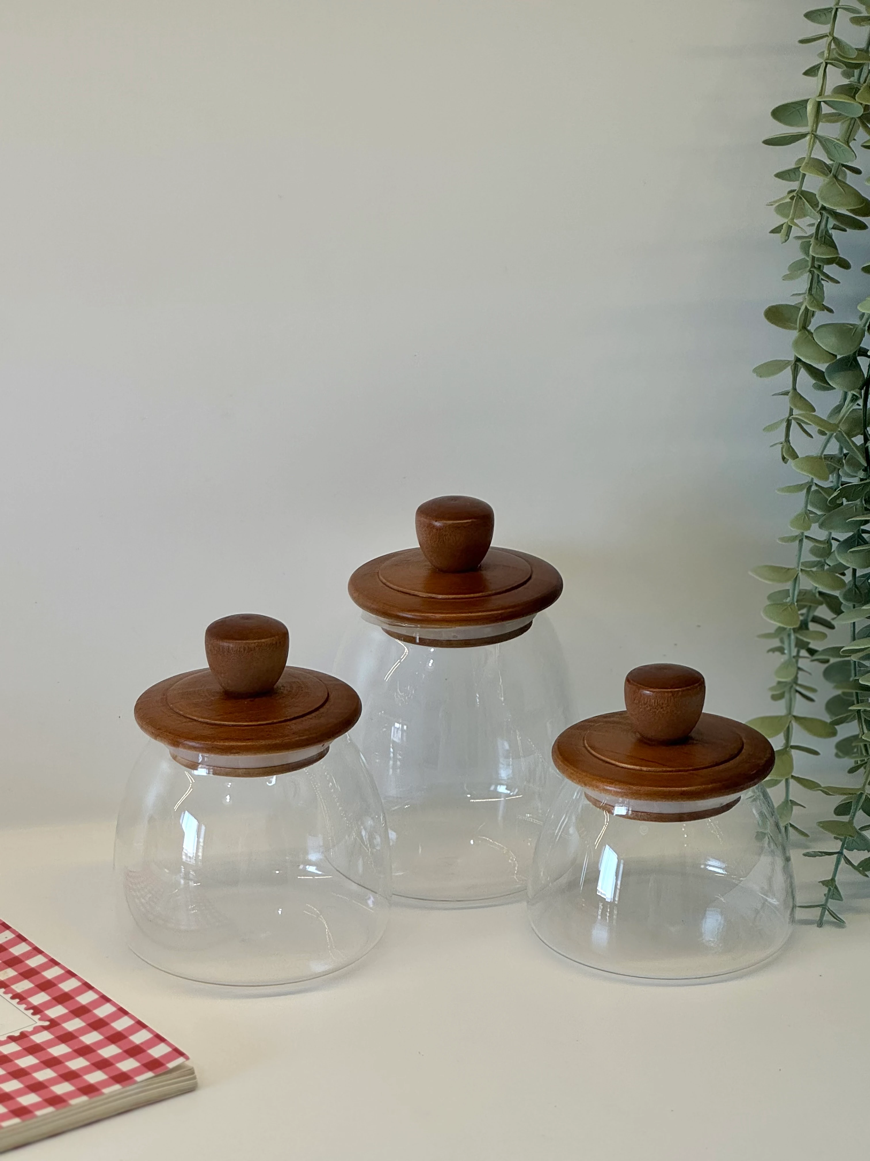 Candy 3'lü Akasya Cam Kavanoz Seti