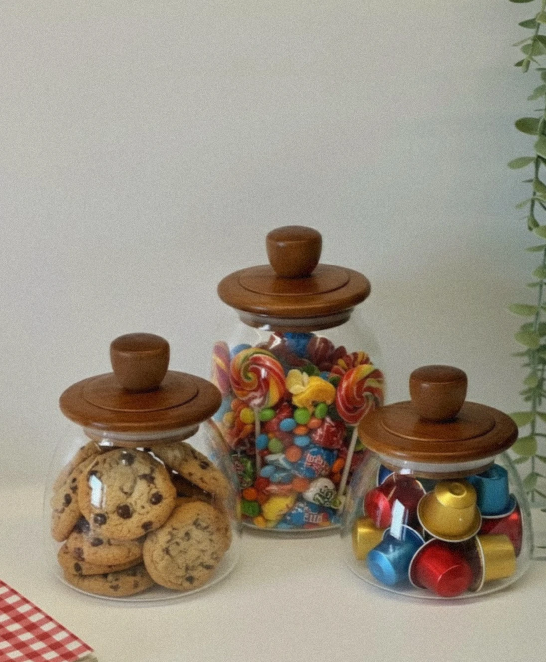 Candy 3'lü Akasya Cam Kavanoz Seti