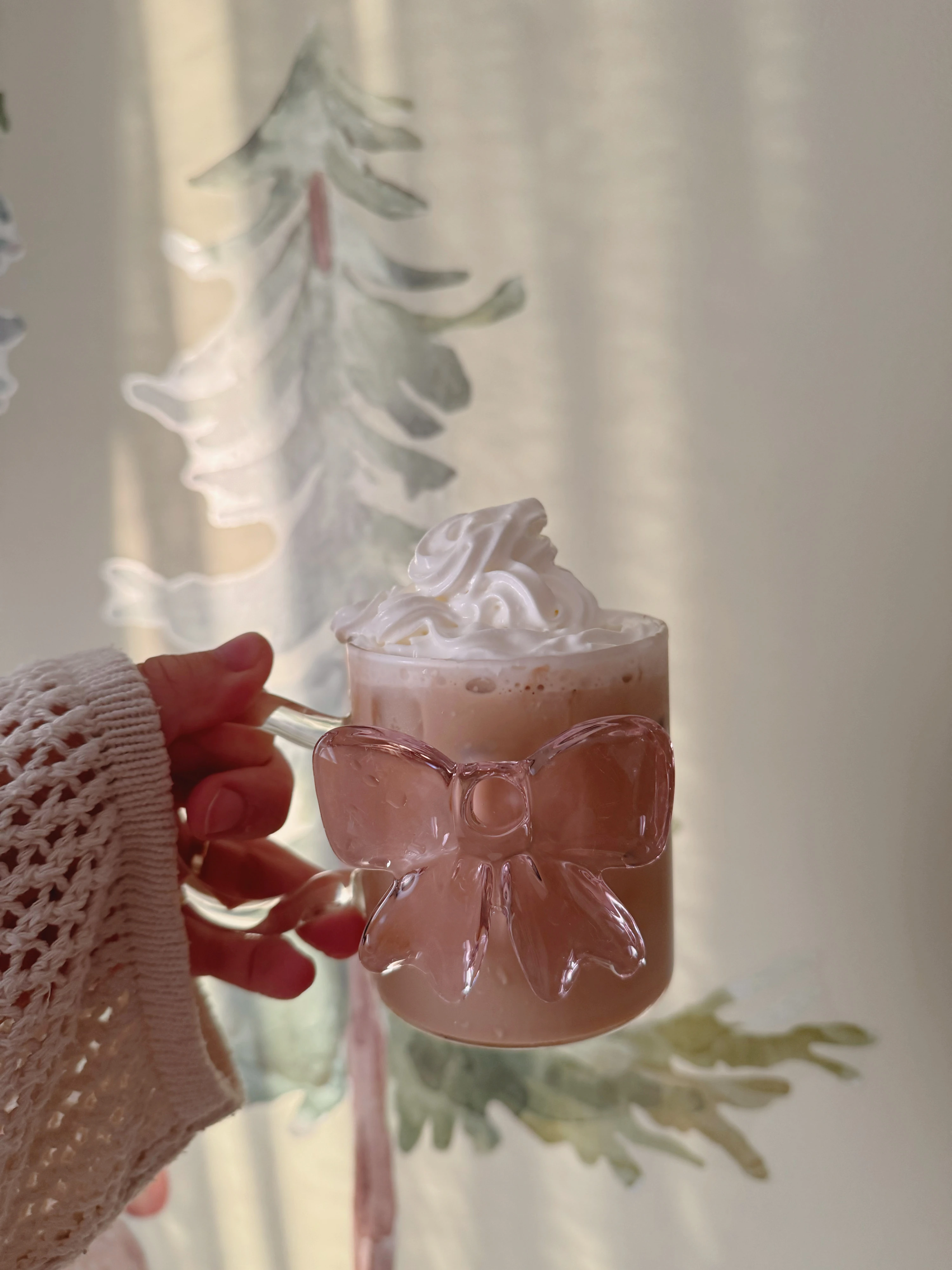 Pink Fiyonk Cam Kupa Bardak