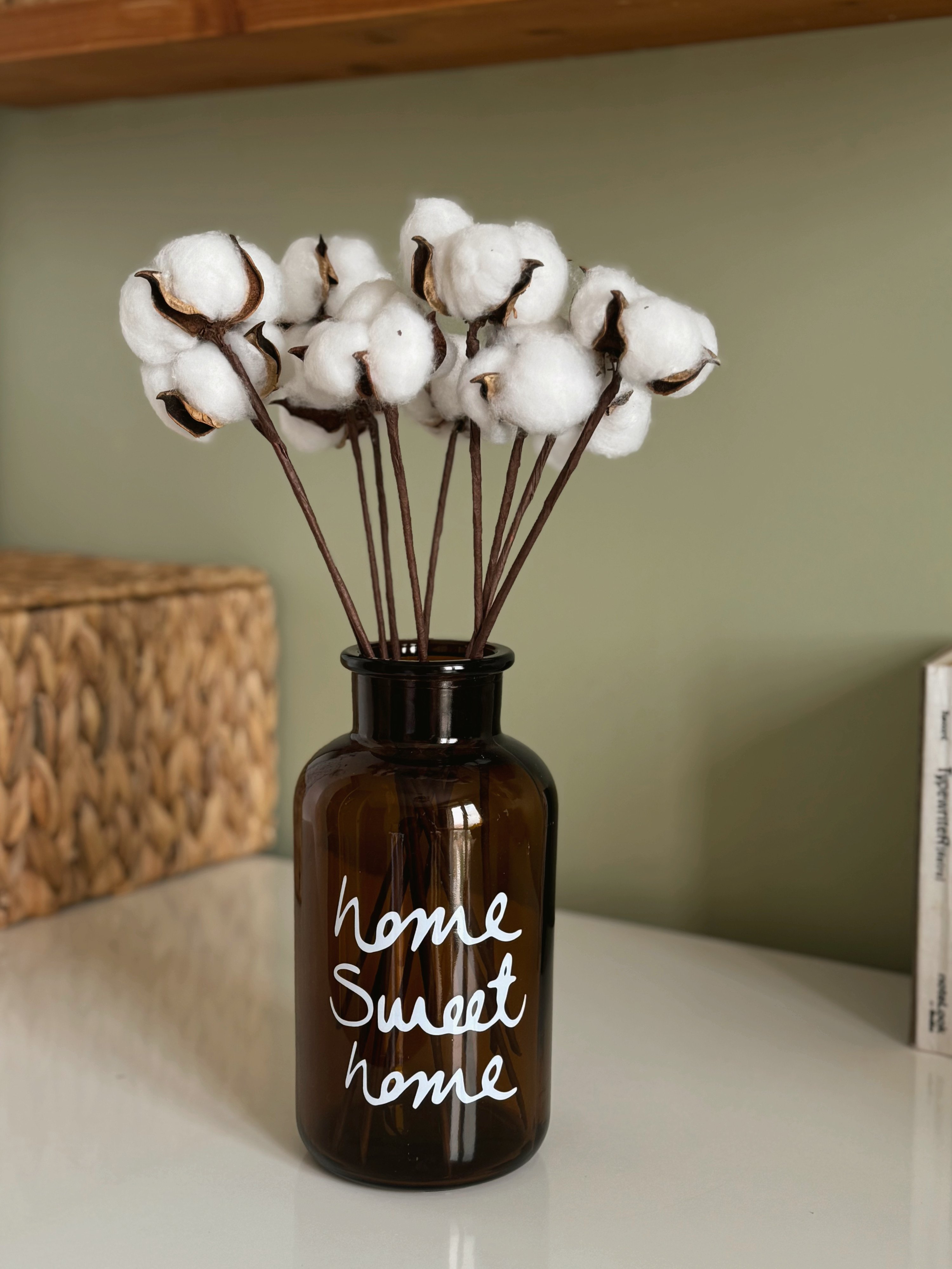 Pamuk Otu Demetli Home Sweet Home Dekoratif Vazo