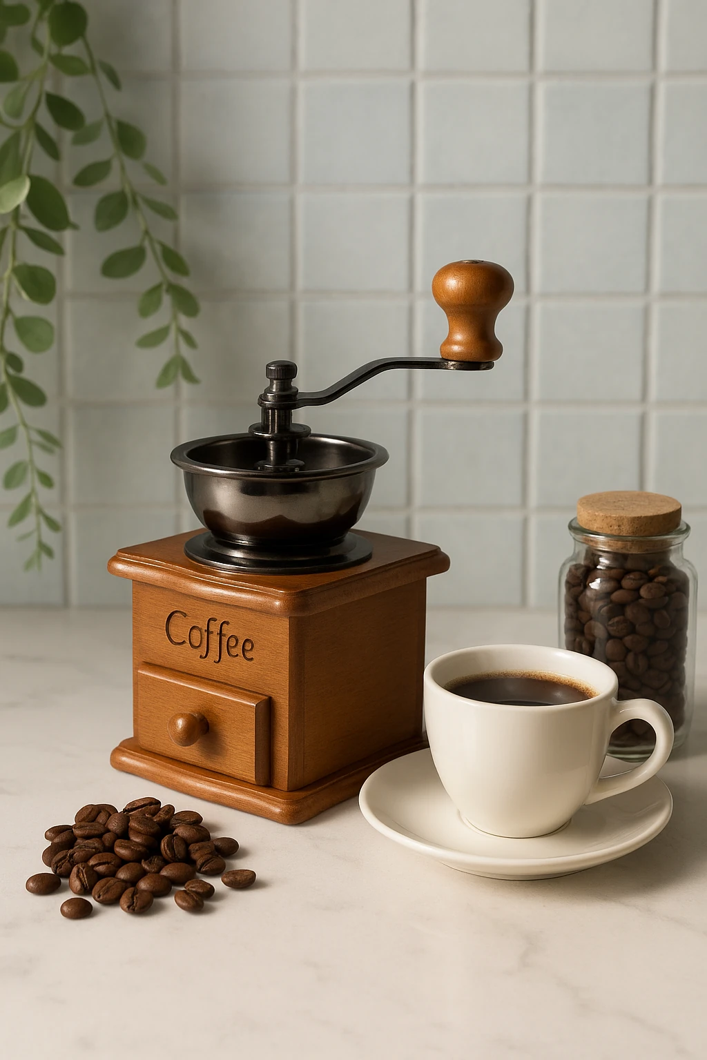 Vintage Ahşap Kahve Değirmeni
