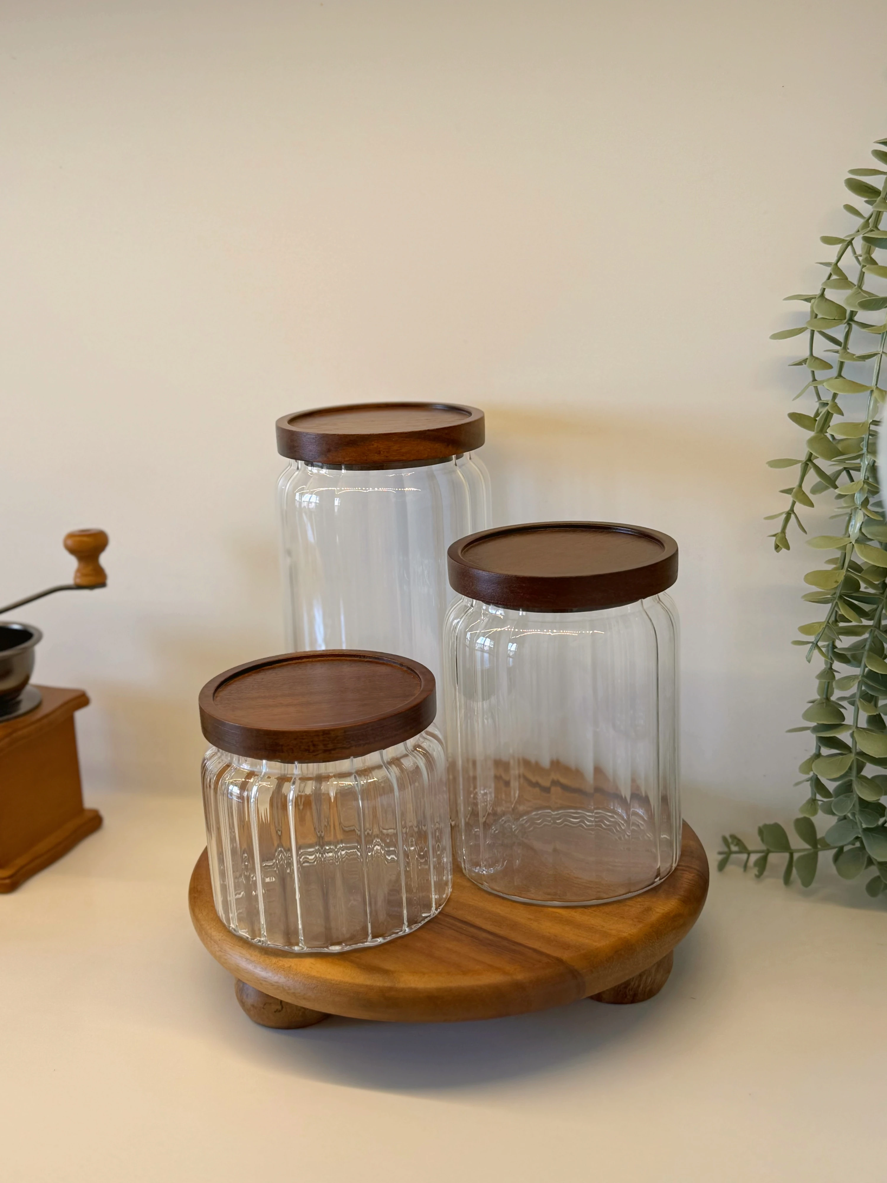  Akasya Standlı Mega Lily Cam Mutfak Kavanoz Seti