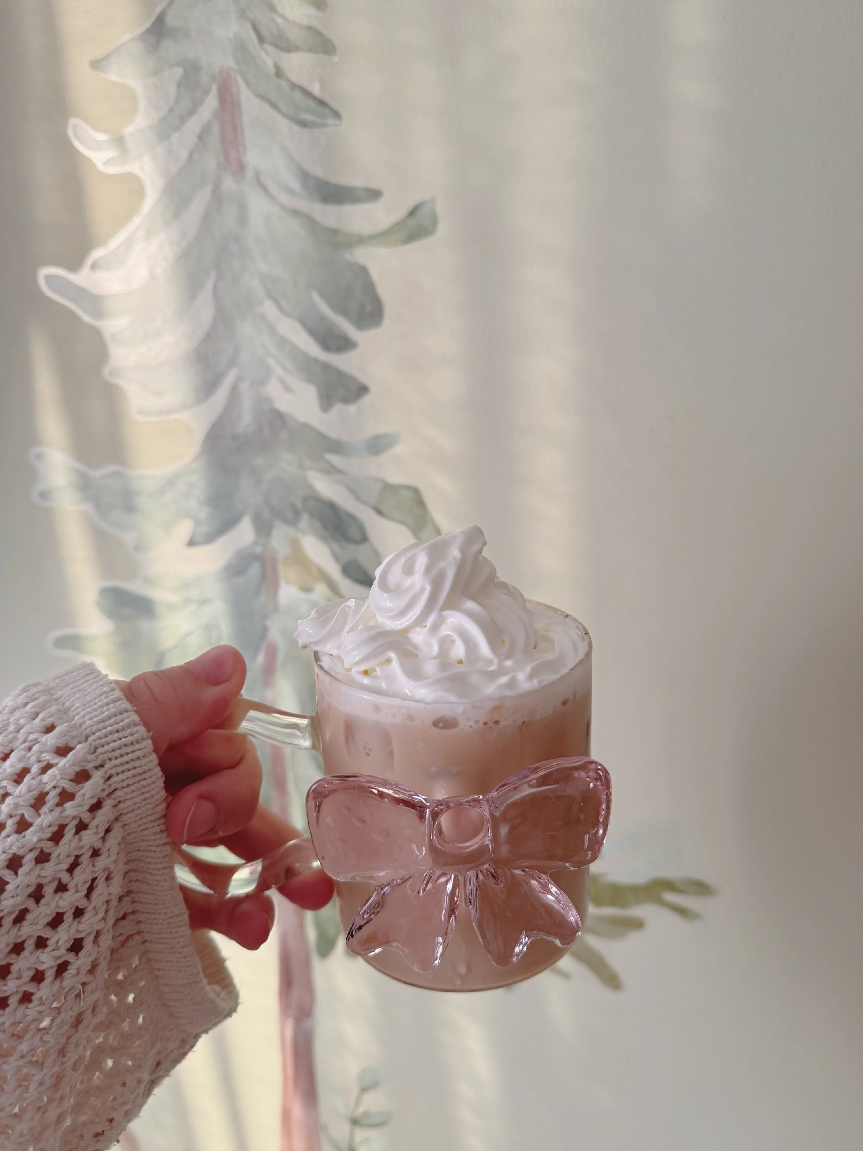 Pink Fiyonk Cam Kupa Bardak