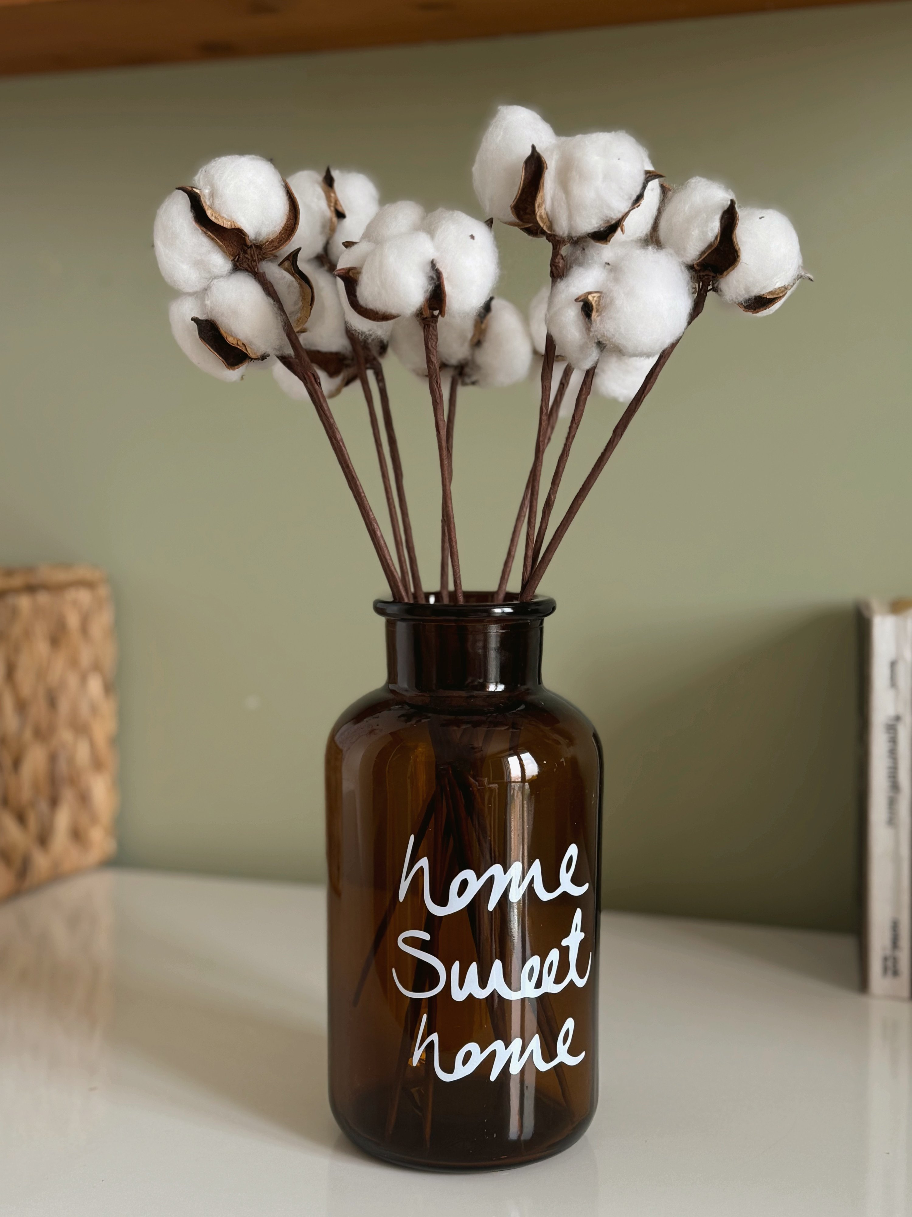 Pamuk Otu Demetli Home Sweet Home Dekoratif Vazo