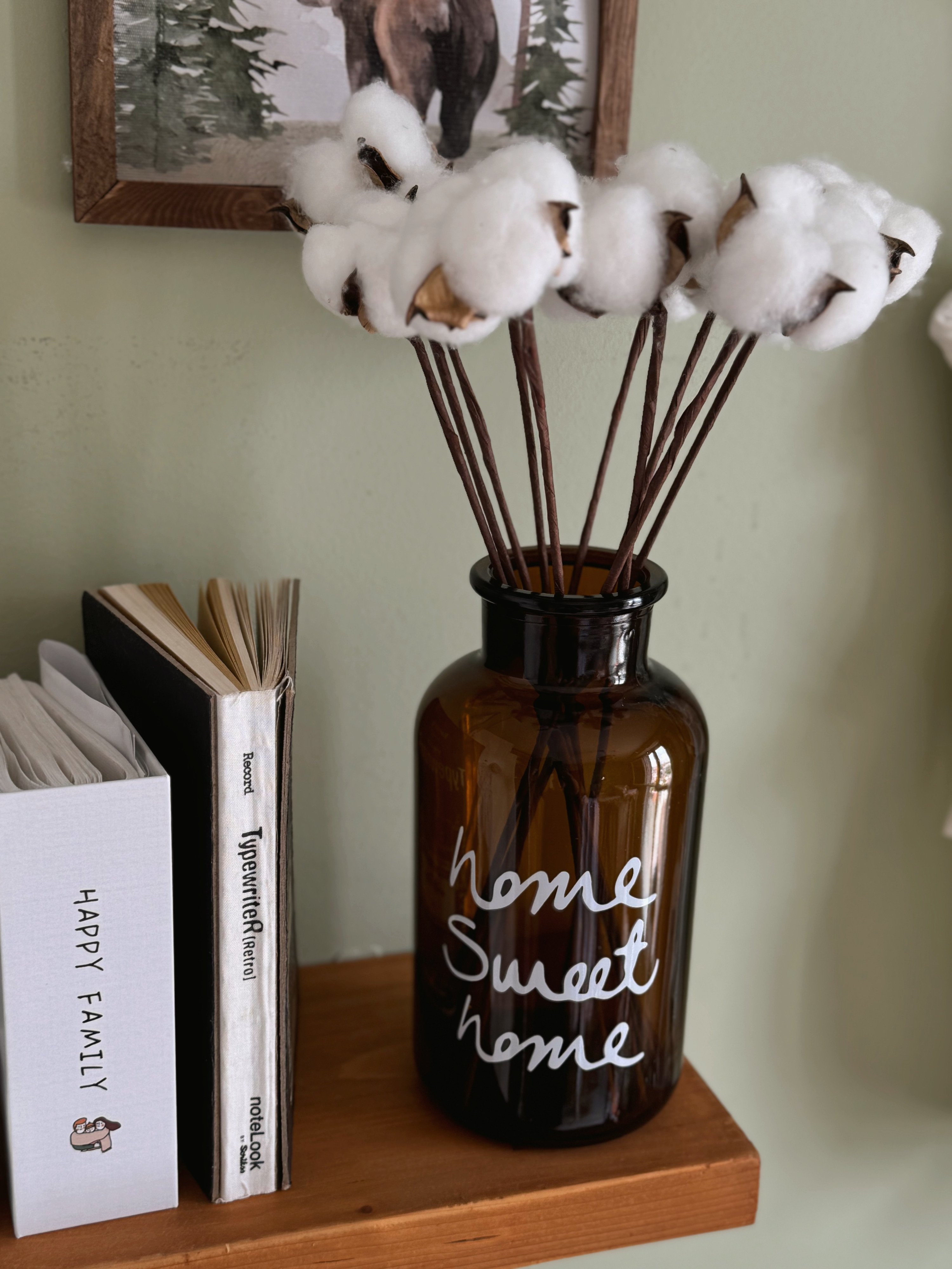 Pamuk Otu Demetli Home Sweet Home Dekoratif Vazo