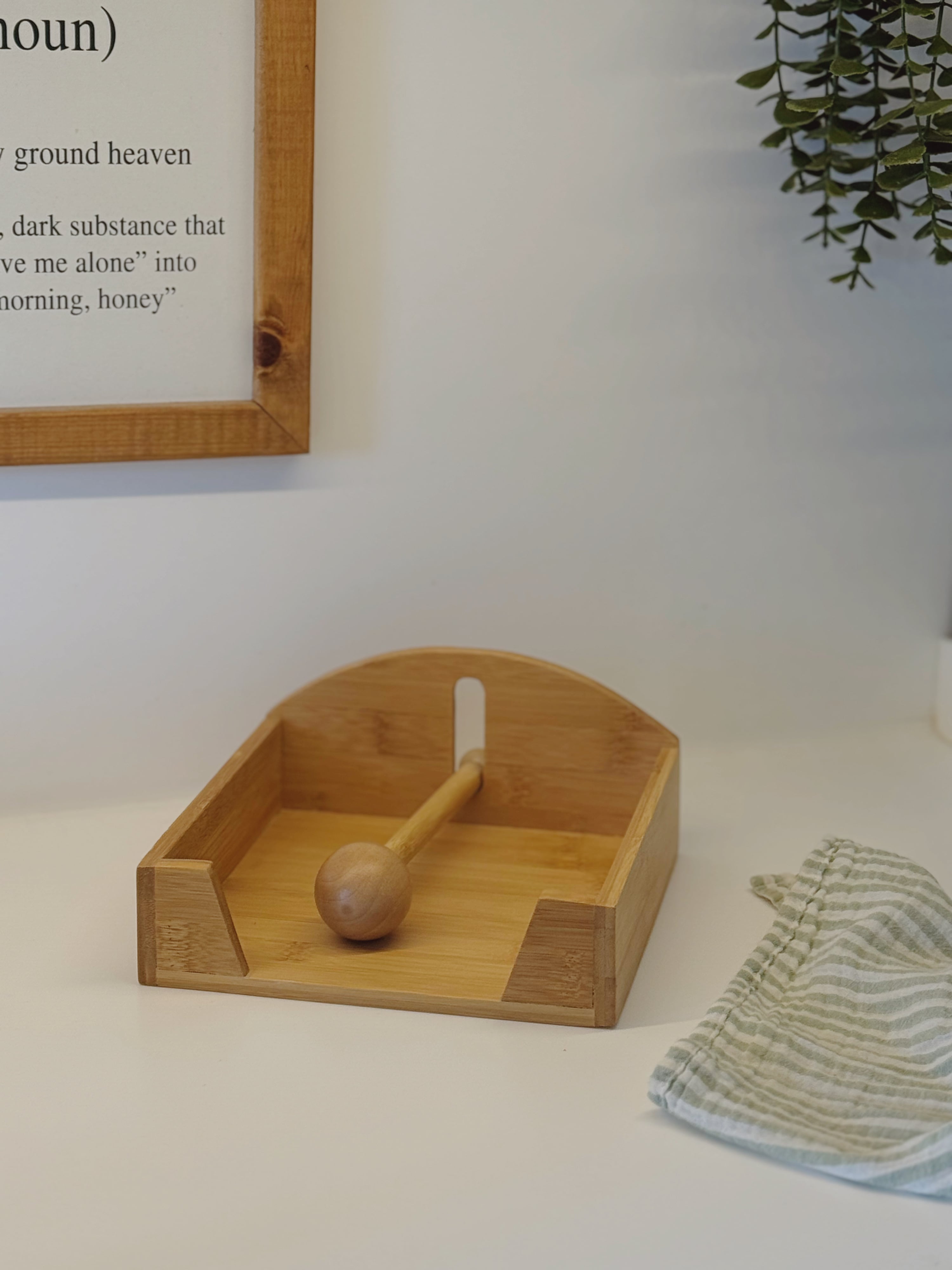 Bambu Kare Peçetelik / Top Detaylı