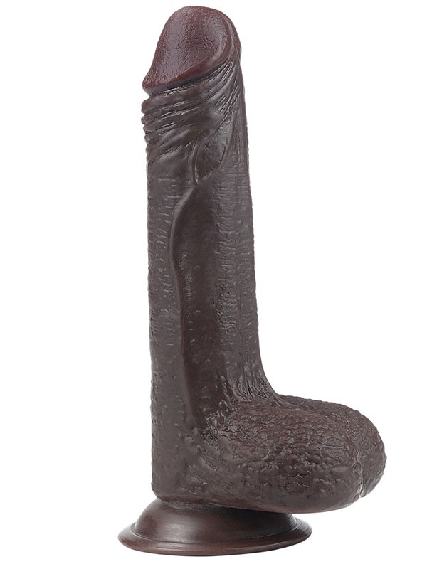 Kayar Derili Çift Katmanlı Gerçekçi Dildo 17.5 cm Siyah