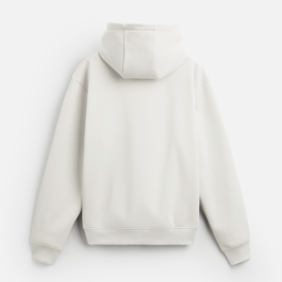 Basic Kapüşonlu Oversize Sweatshirt - Beyaz