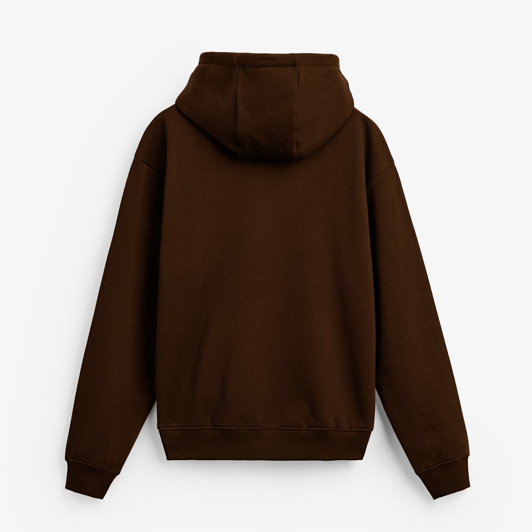 Basic Kapüşonlu Oversize Sweatshirt - Kahve