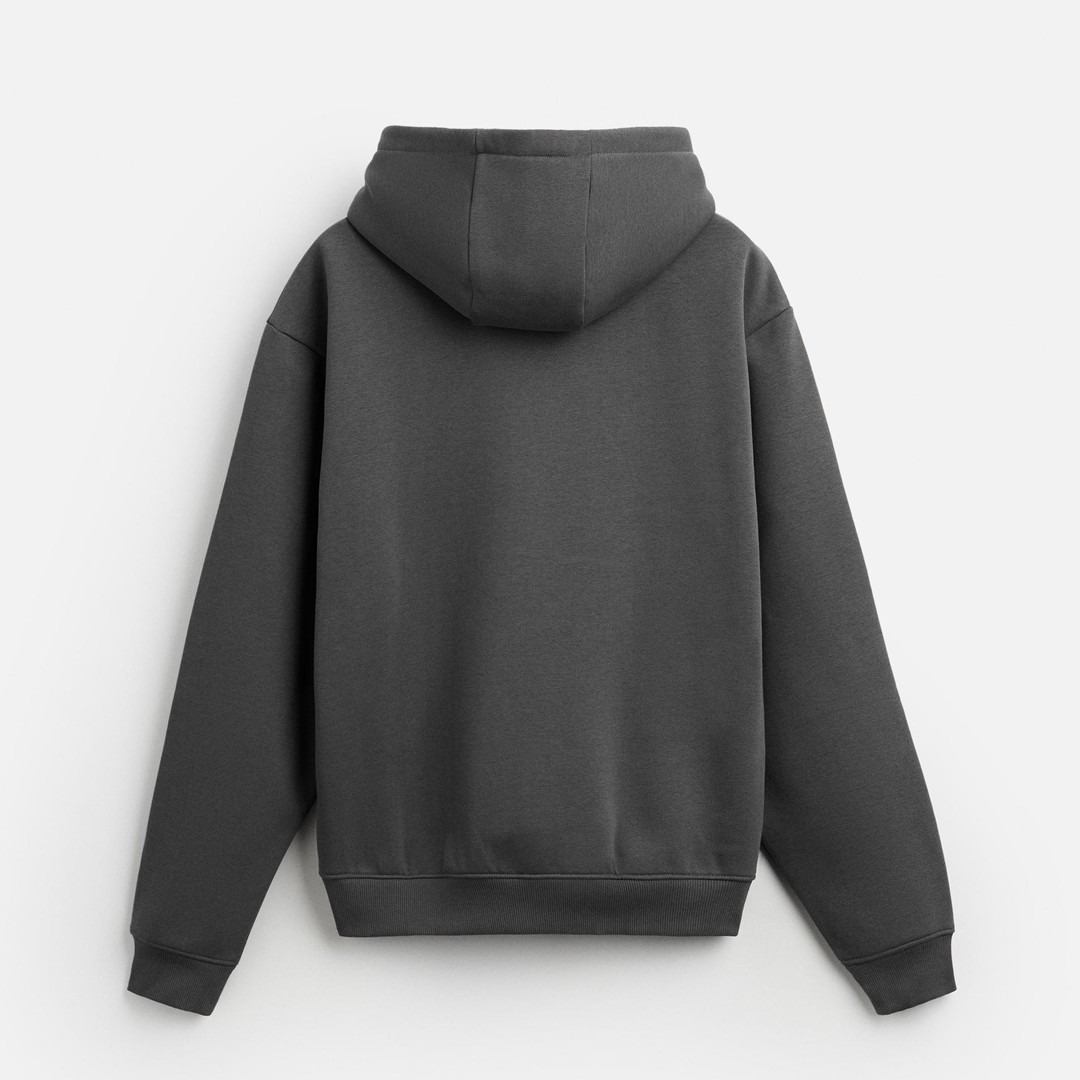 Basic Kapüşonlu Oversize Sweatshirt - Gri