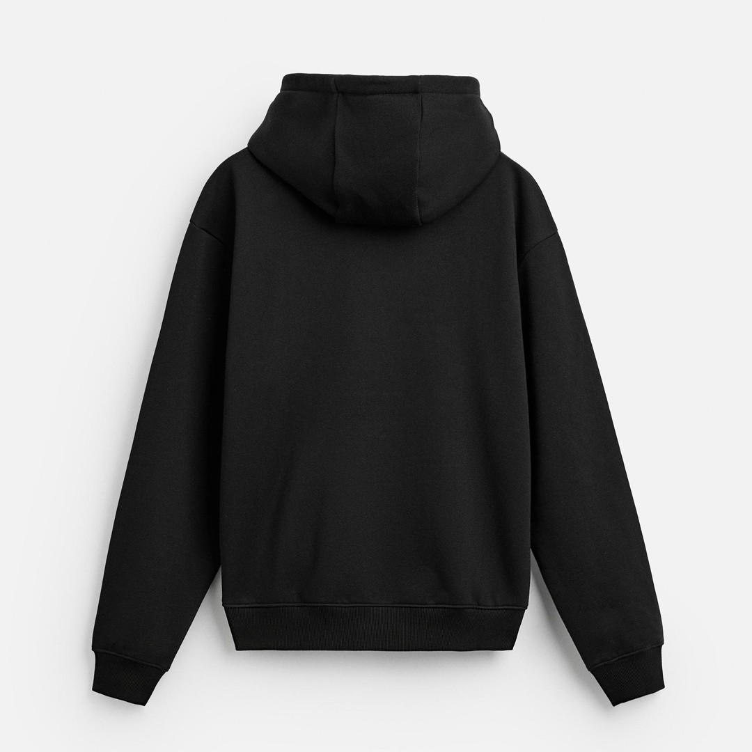 Basic Kapüşonlu Oversize Sweatshirt - Siyah