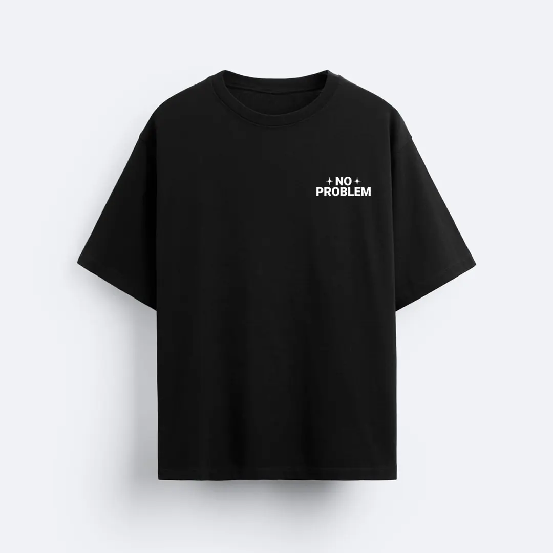No Problem Yazılı Oversize Tişört Pamuk Oversize Tişört