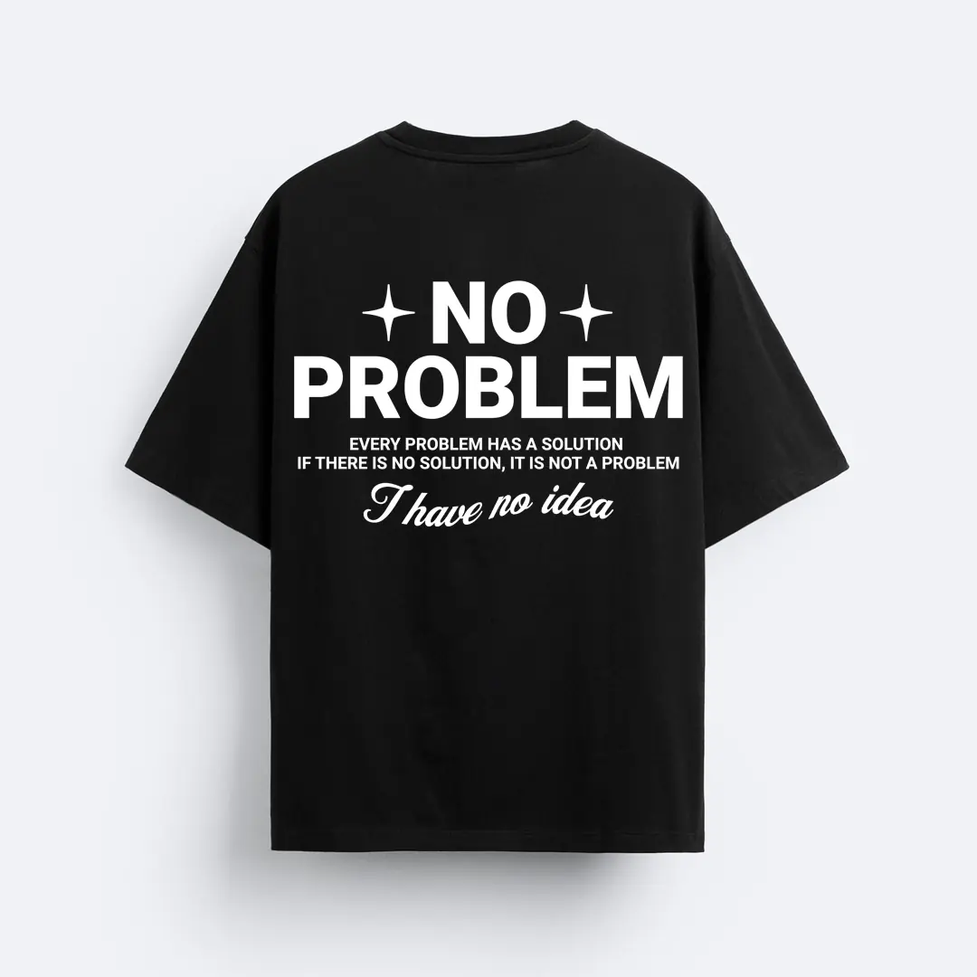 No Problem Yazılı Oversize Tişört Pamuk Oversize Tişört