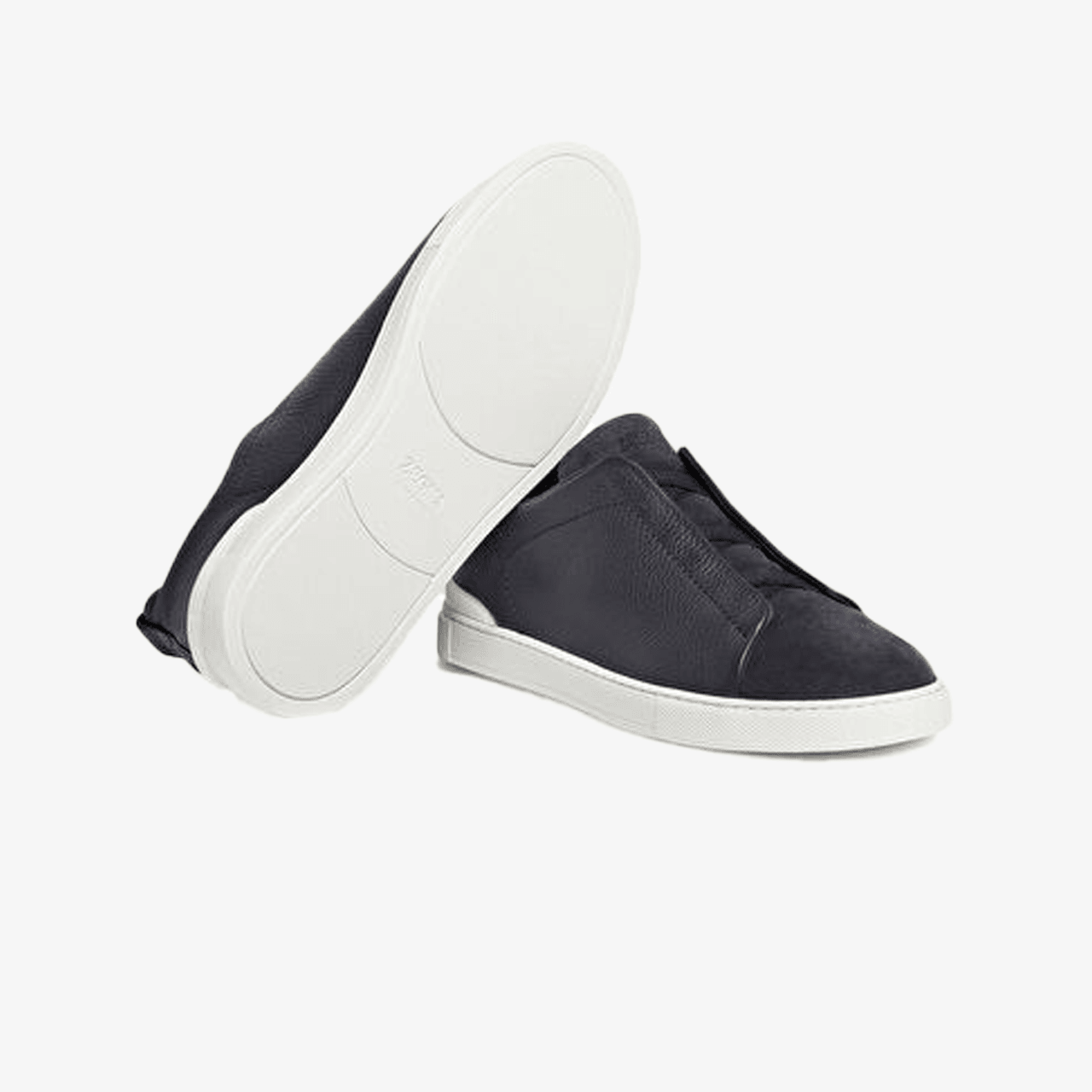 Zegna Logolu Erkek Deri Sneaker - Lacivert