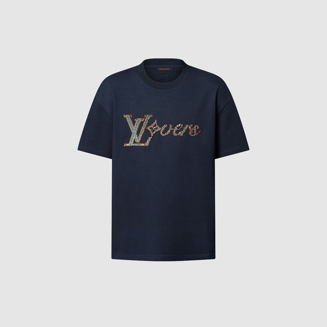 Embroidered Short-Sleeved T-Shirt - Lacivert