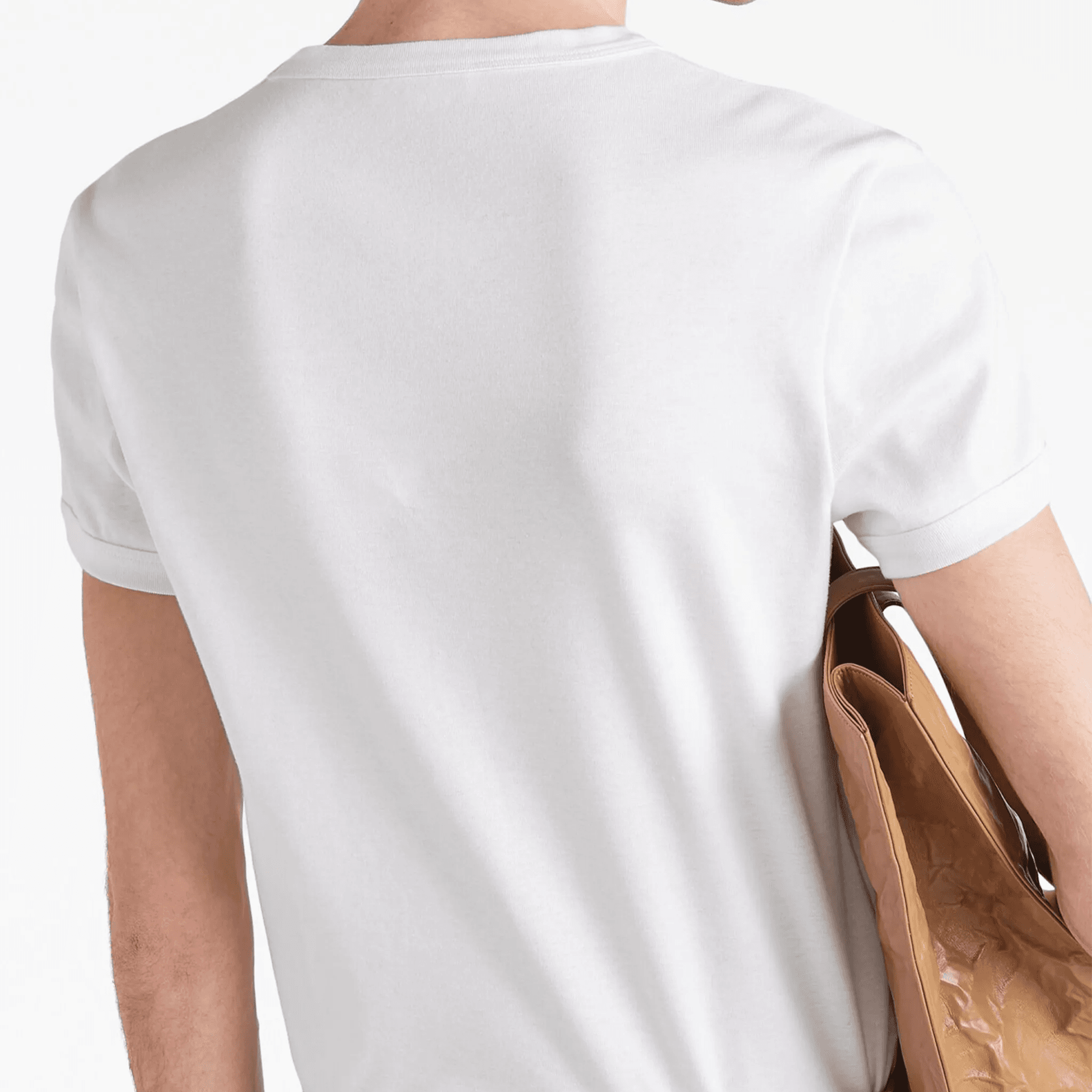 triangle-logo cotton T-shirt - Beyaz