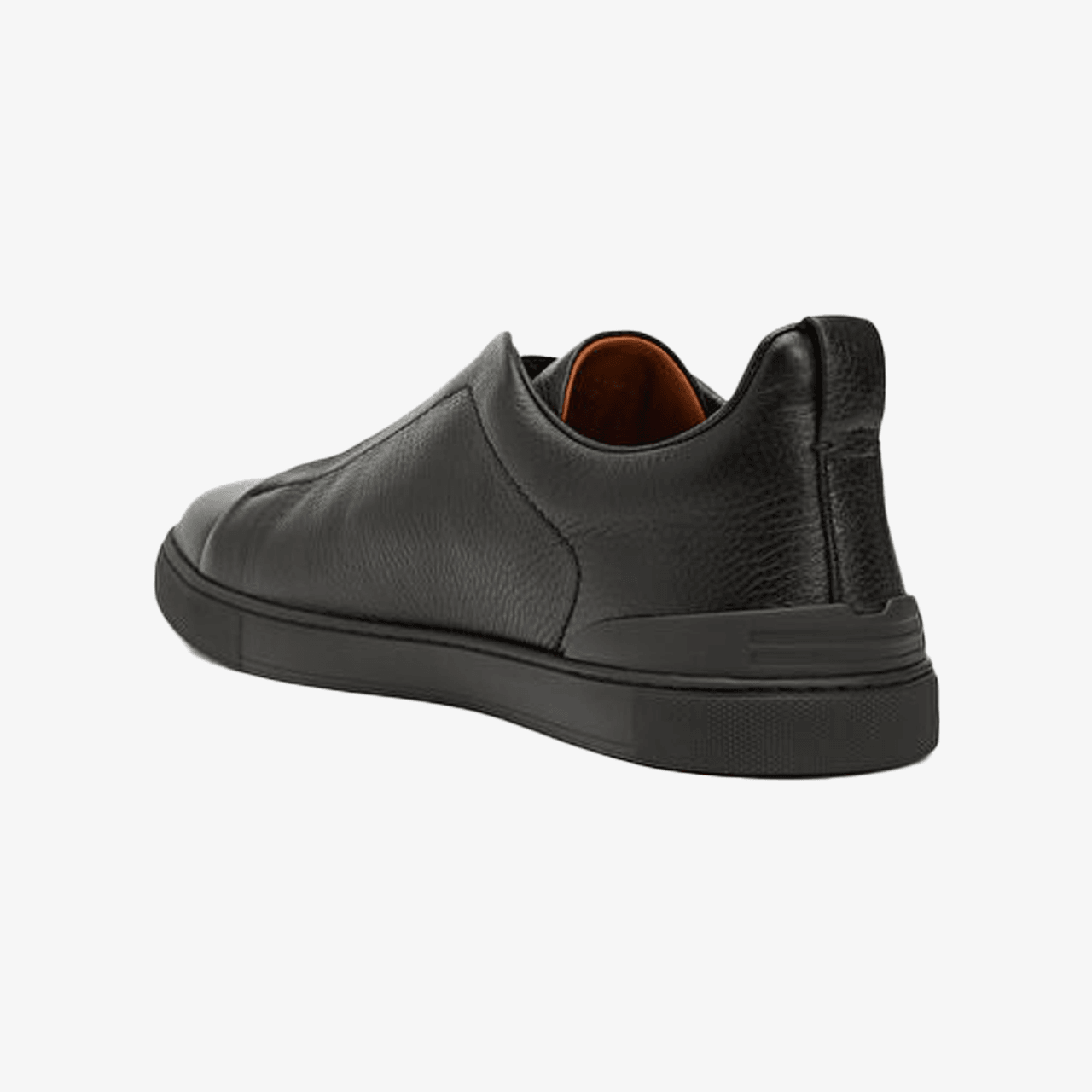 Zegna Logolu Erkek Deri Sneaker - Siyah
