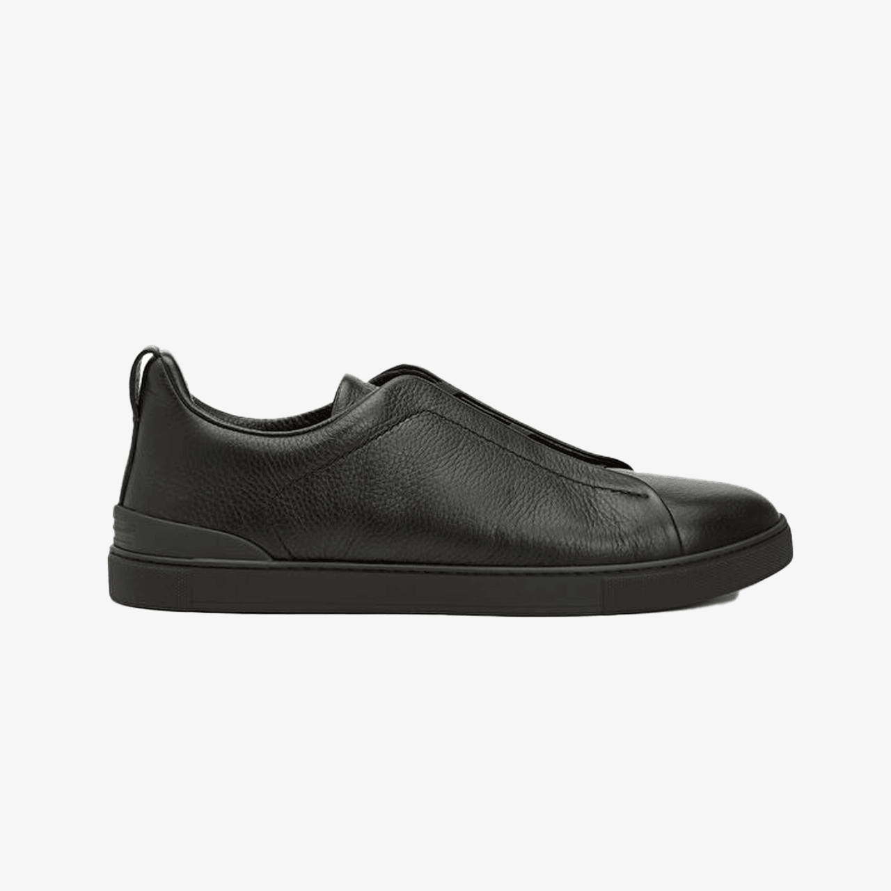 Zegna Logolu Erkek Deri Sneaker - Siyah