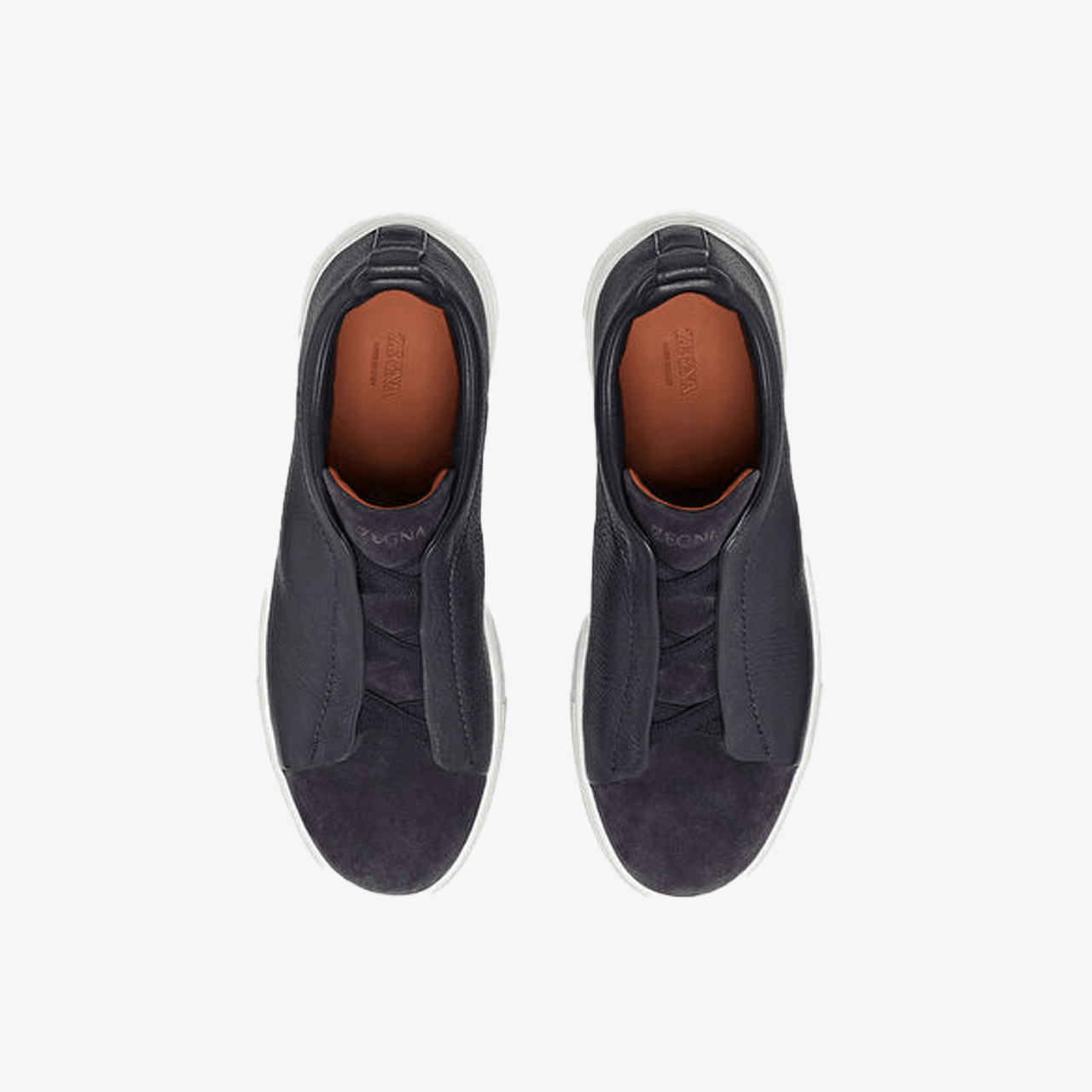 Zegna Logolu Erkek Deri Sneaker - Lacivert