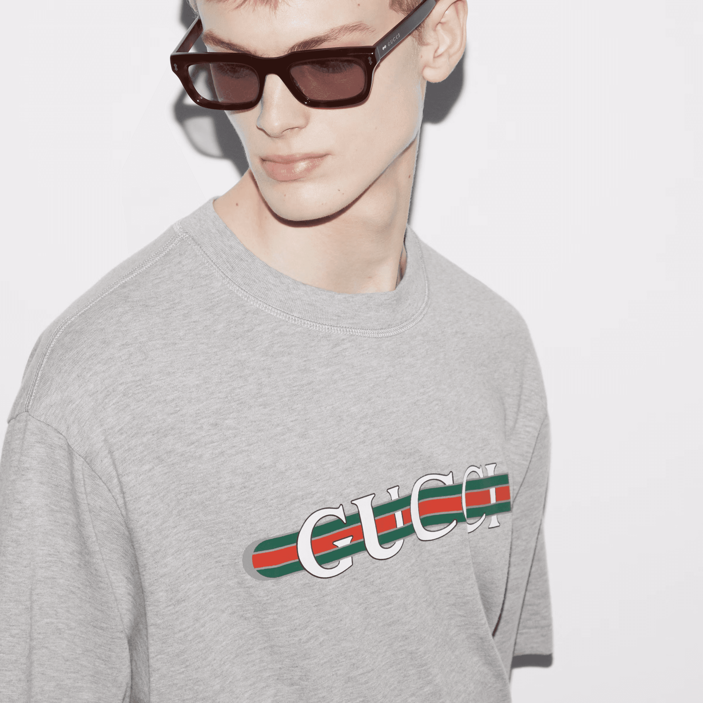 Cotton jersey T-shirt with print - Gri