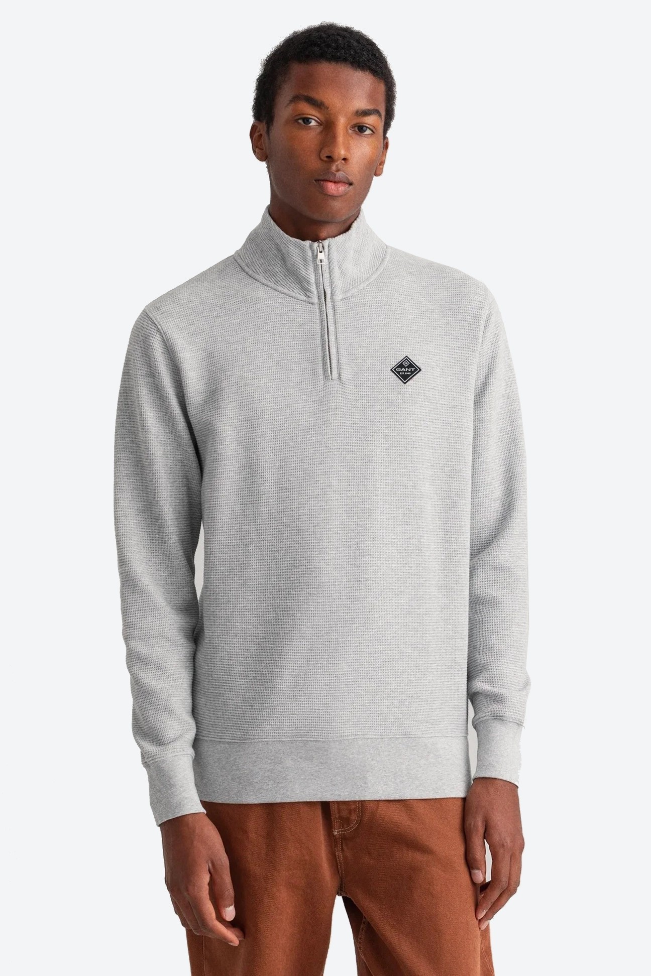Regular Fit Yarım Fermuarlı Sweatshirt - Dark Grey Heather/Silver