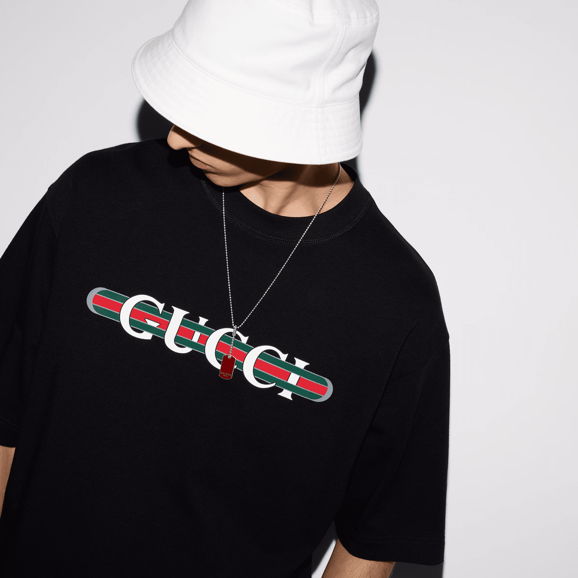 Cotton jersey T-shirt with print - Siyah