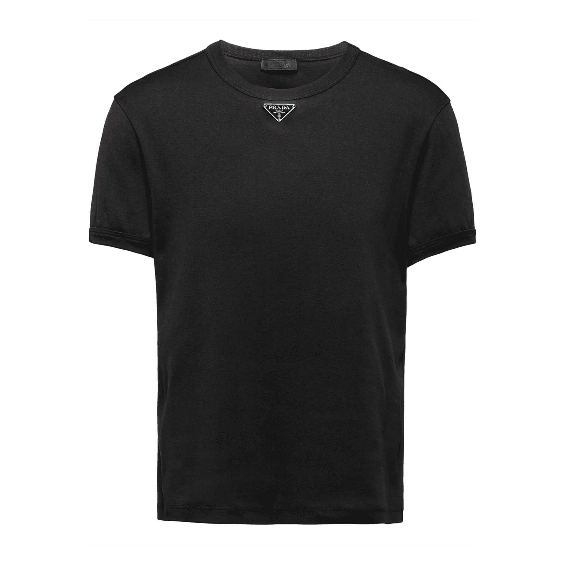 triangle-logo cotton T-shirt - Siyah