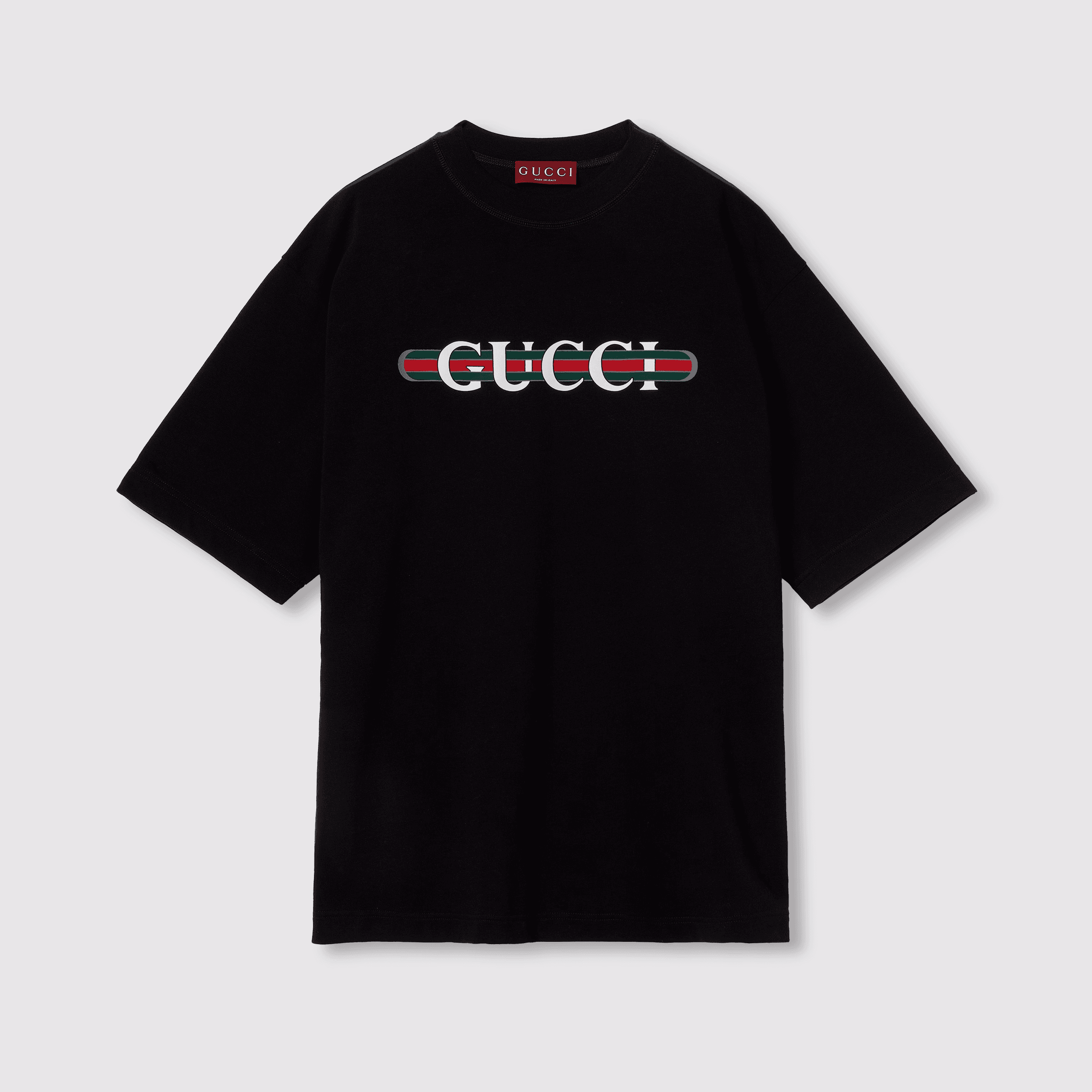 Cotton jersey T-shirt with print - Siyah
