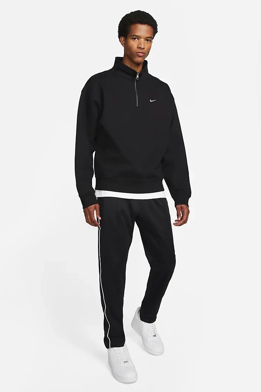 Solo Swoosh Çeyrek Fermuarlı Üst - Siyah