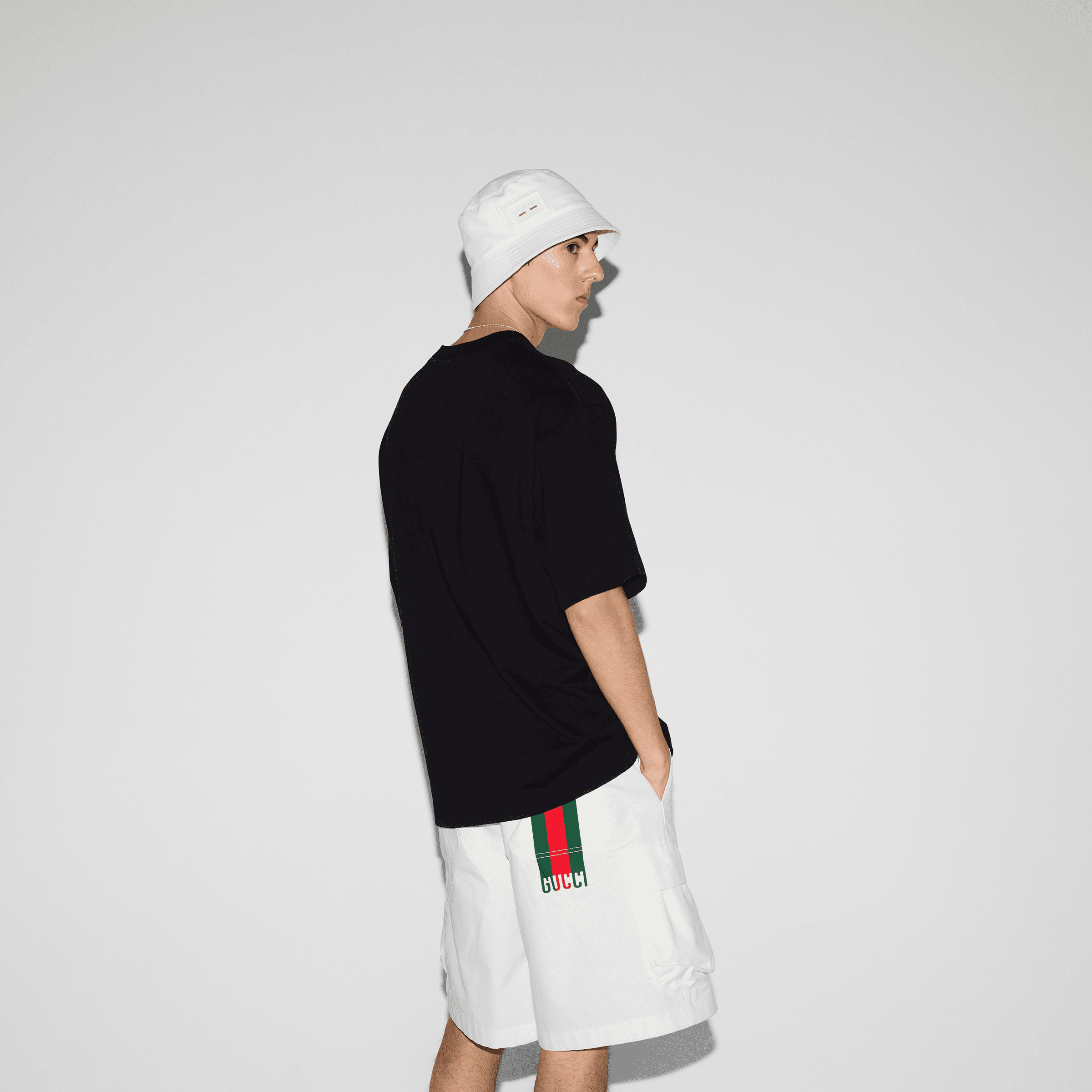 Cotton jersey T-shirt with print - Siyah