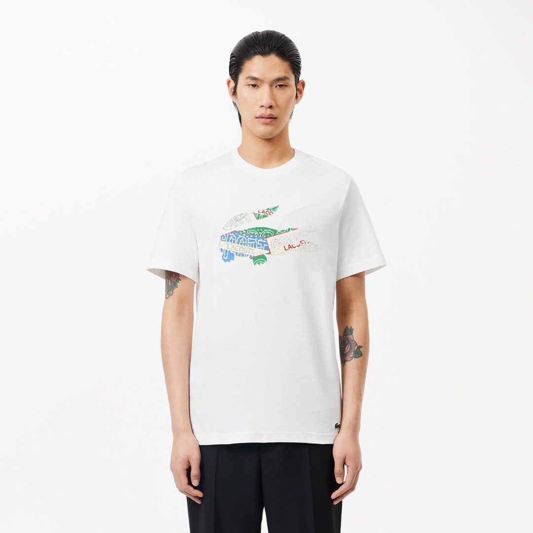 Regular Fit Bisiklet Yaka Baskılı T-Shirt - Beyaz