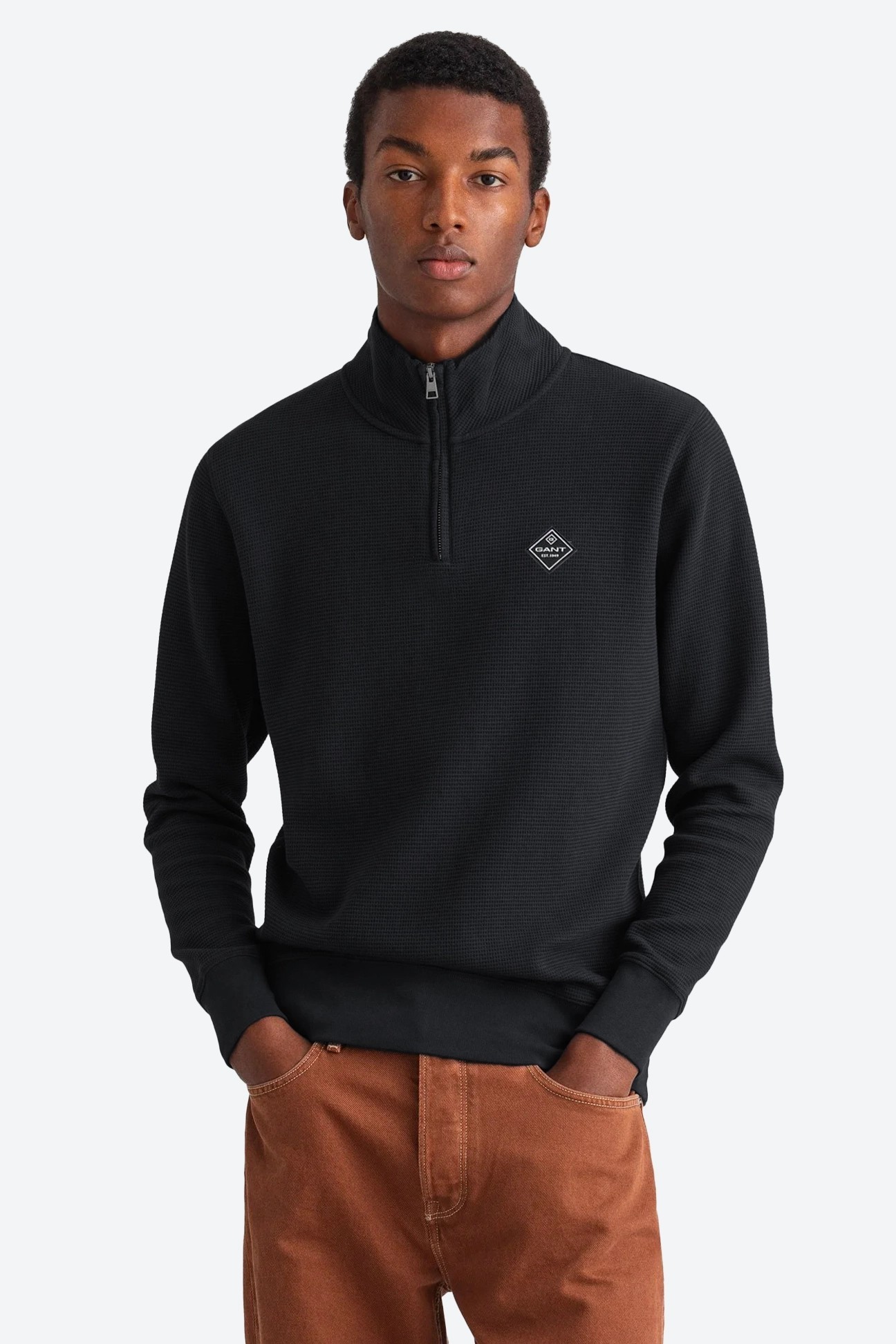 Regular Fit Yarım Fermuarlı Sweatshirt - Siyah