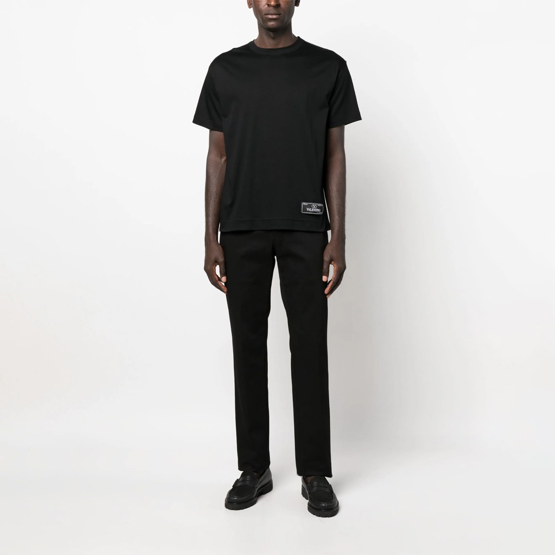 logo-appliqué cotton T-shirt - Siyah
