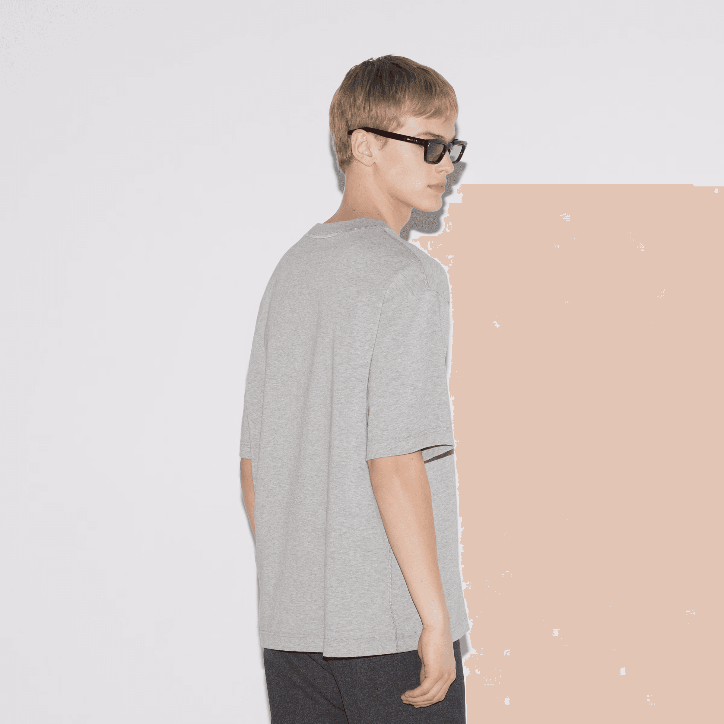 Cotton jersey T-shirt with print - Gri