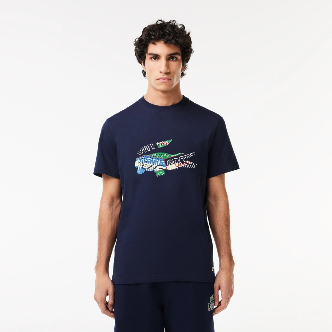 Regular Fit Bisiklet Yaka Baskılı T-Shirt - Lacivert