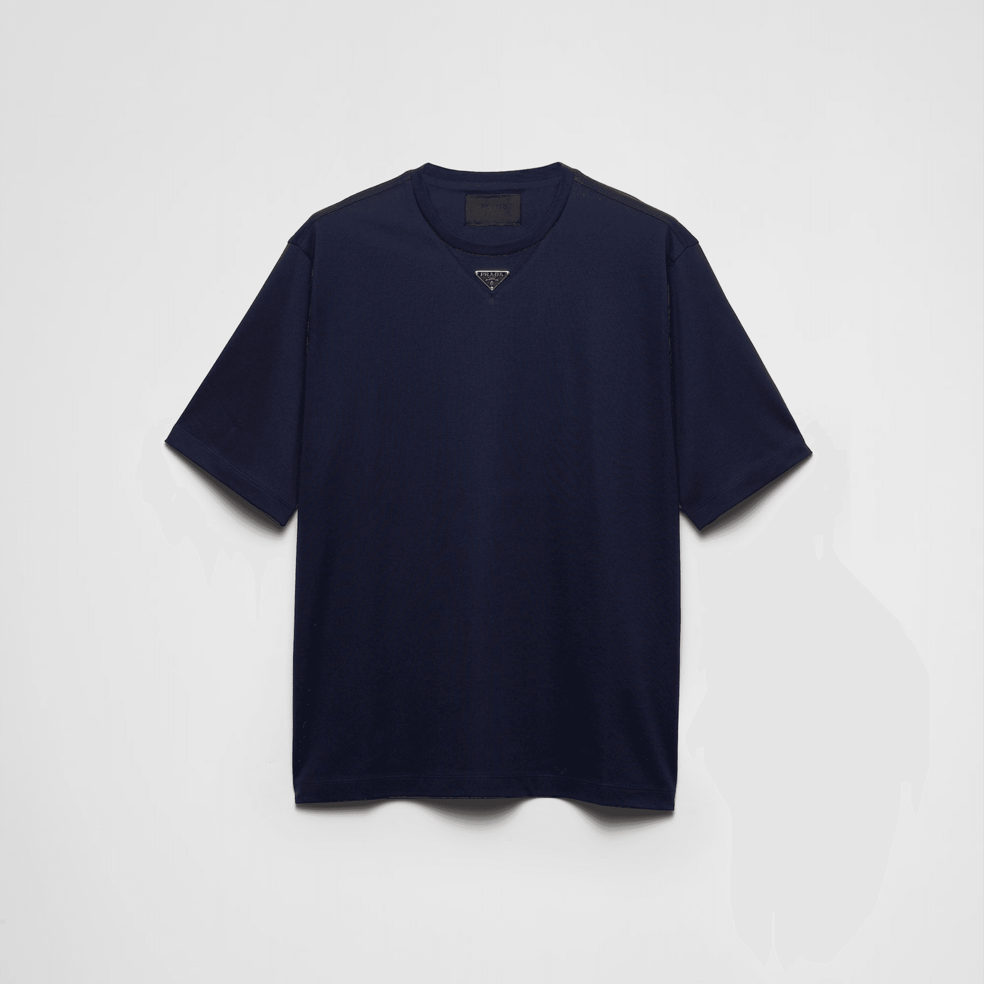 triangle-logo cotton T-shirt - Lacivert