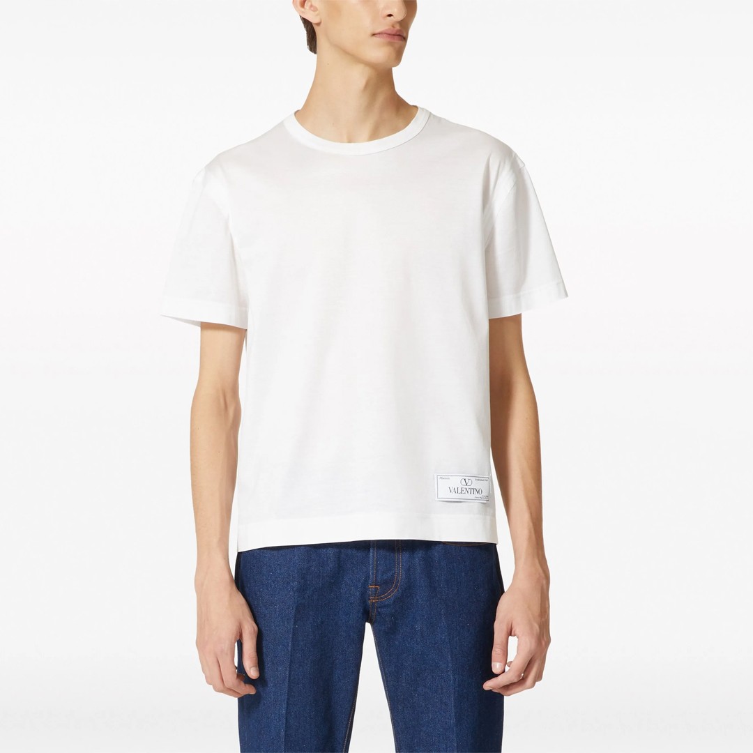 logo-appliqué cotton T-shirt - Beyaz