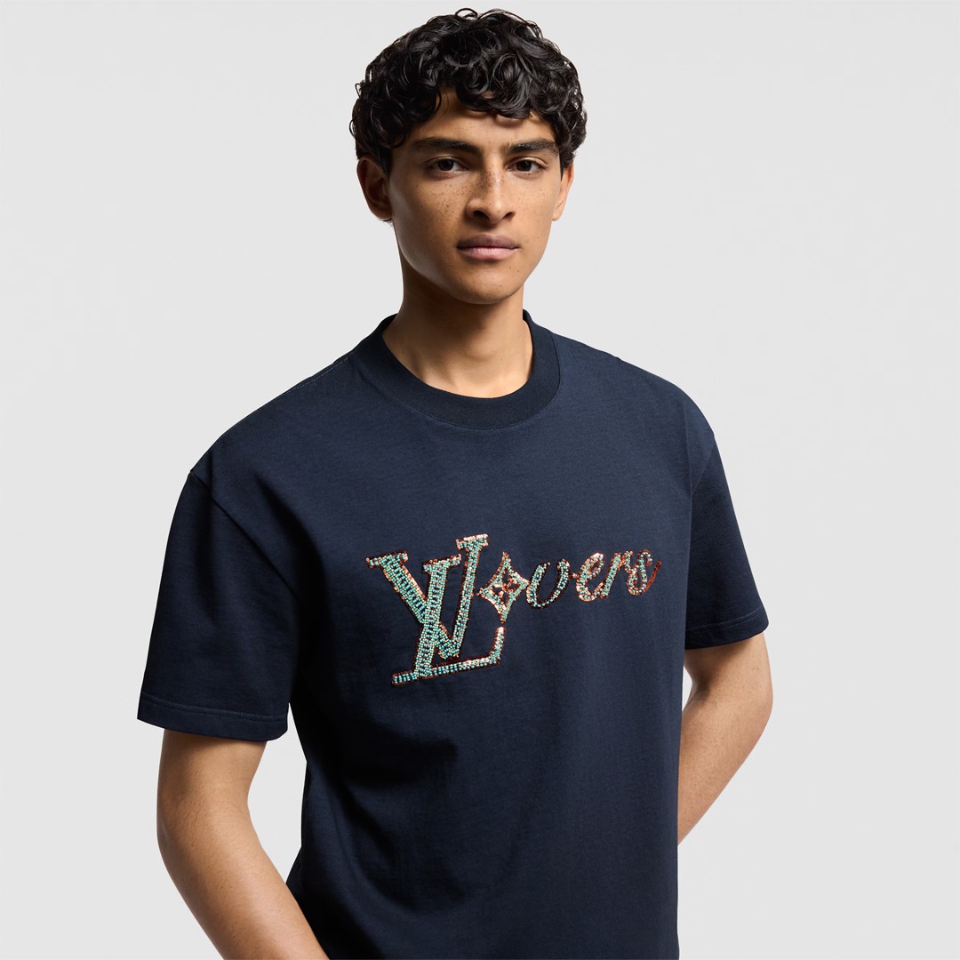 Embroidered Short-Sleeved T-Shirt - Lacivert