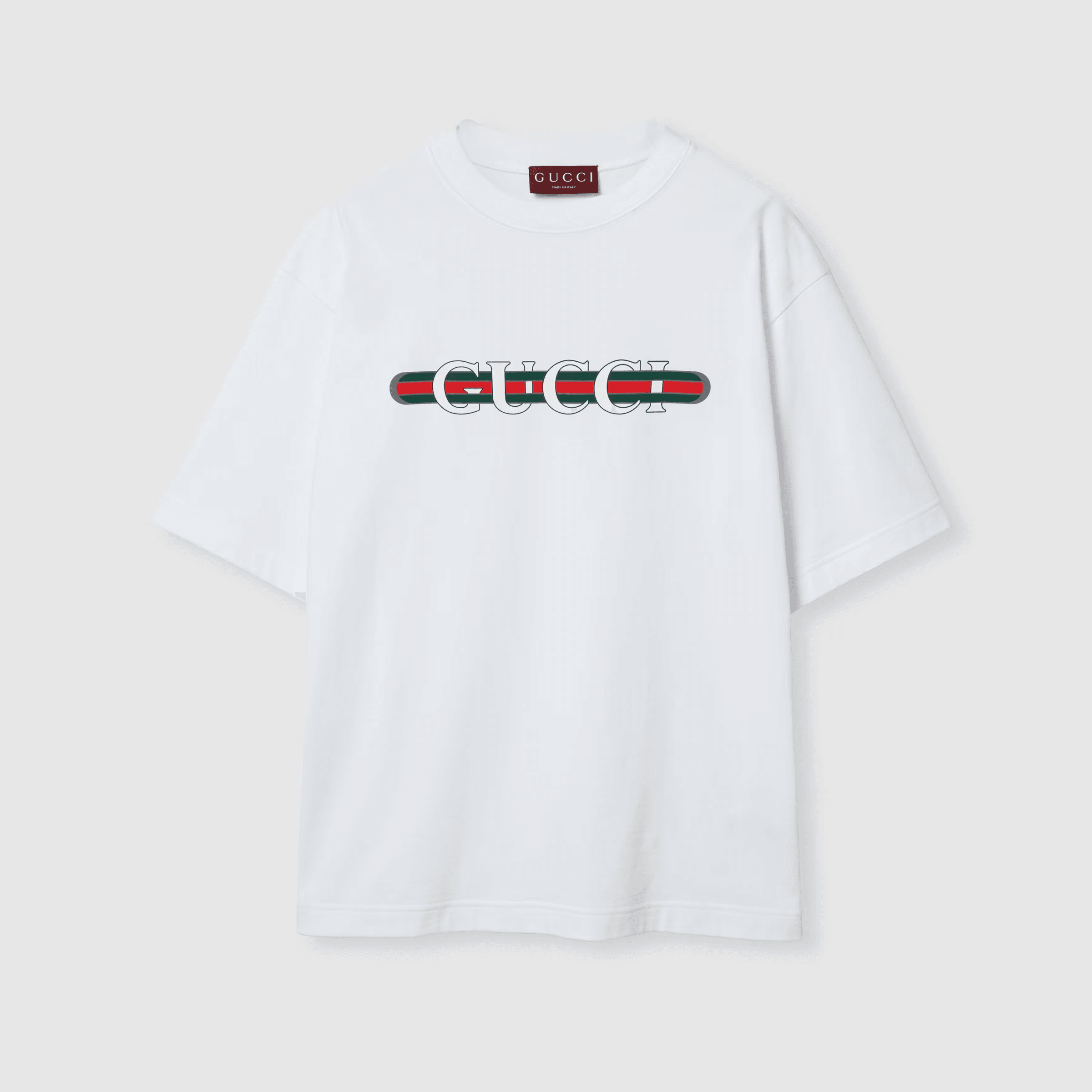 Cotton jersey T-shirt with print - Beyaz