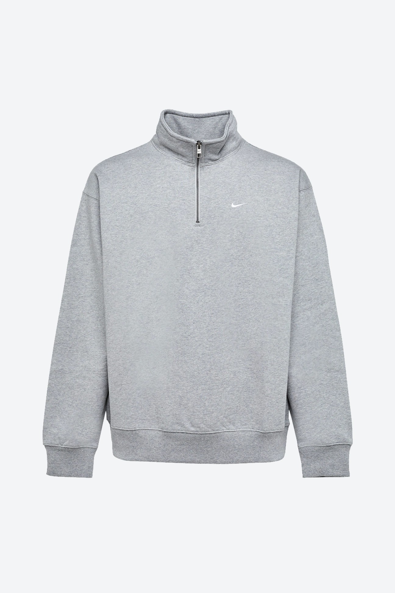 Solo Swoosh Çeyrek Fermuarlı Üst - Dark Grey Heather/Silver