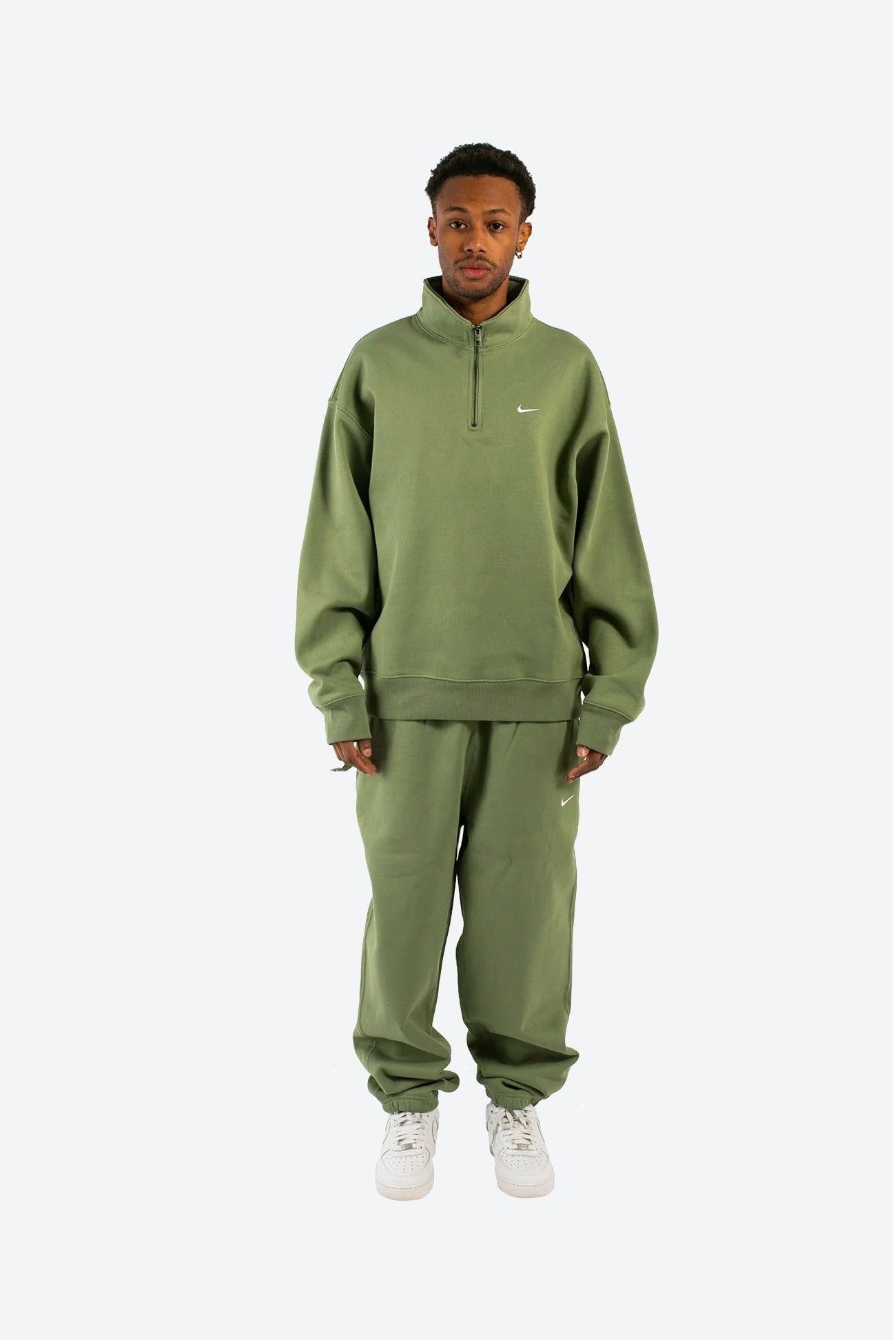 Solo Swoosh Çeyrek Fermuarlı Üst - Fesleğen Yeşili